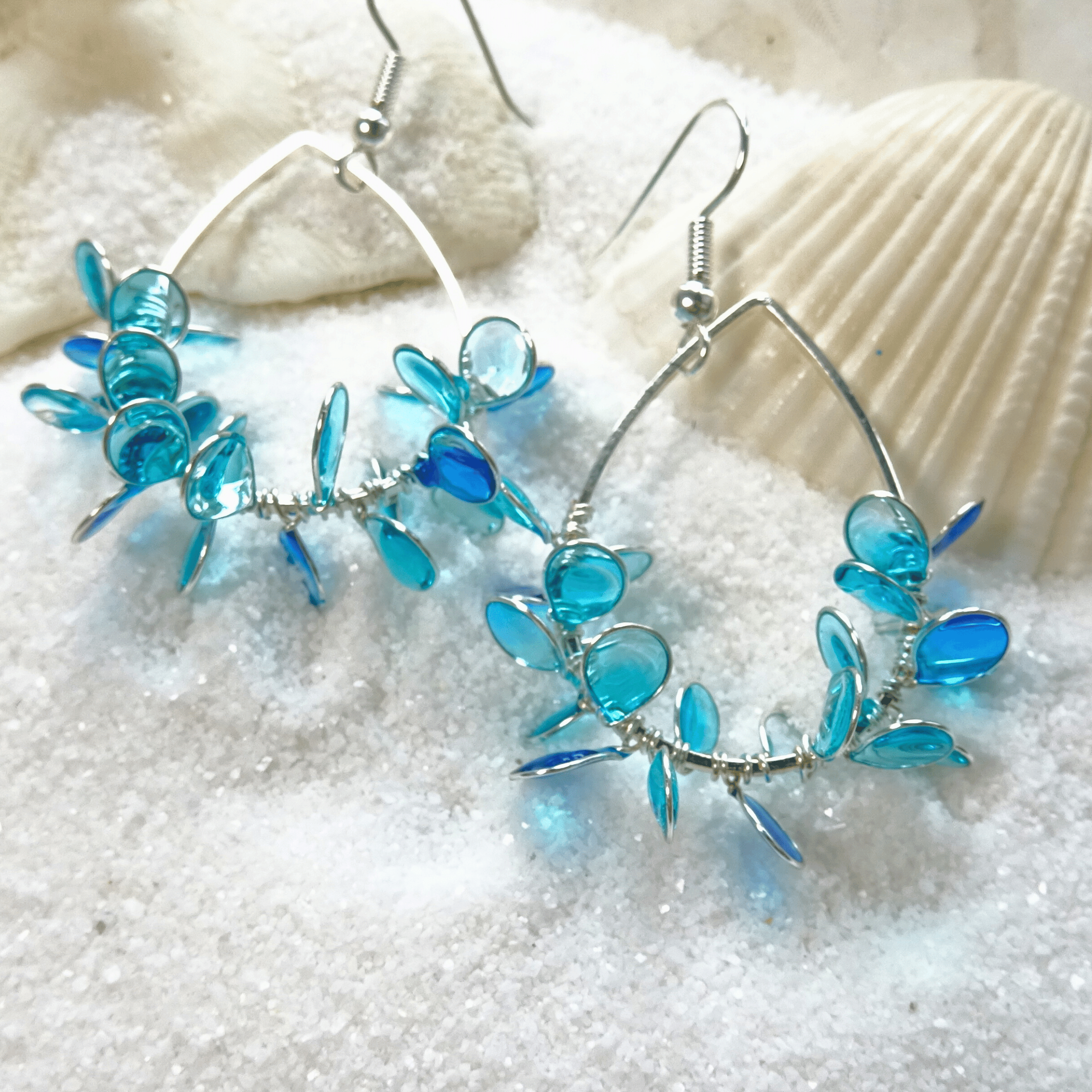 Aqua drop resin earrings