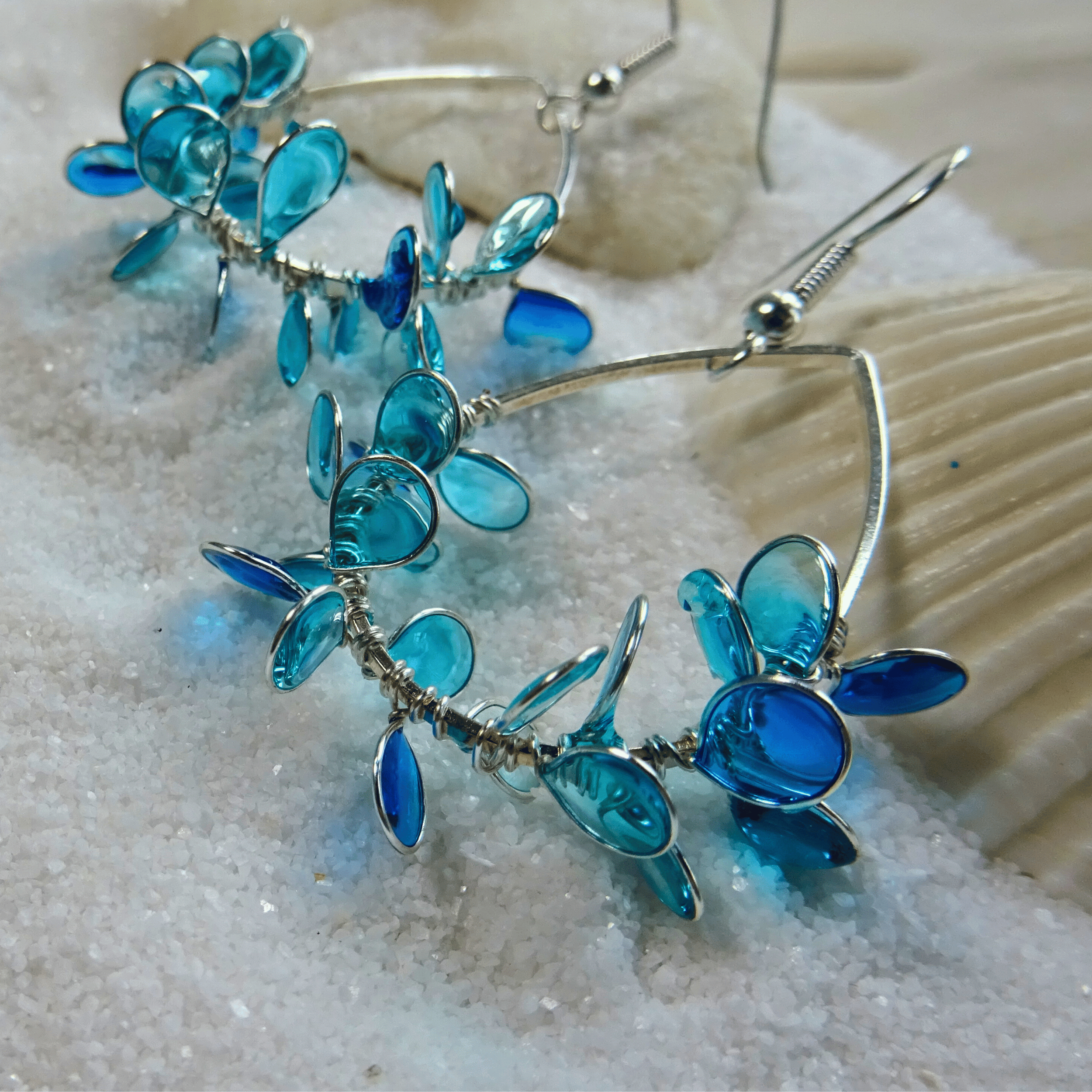 Aqua drop resin earrings