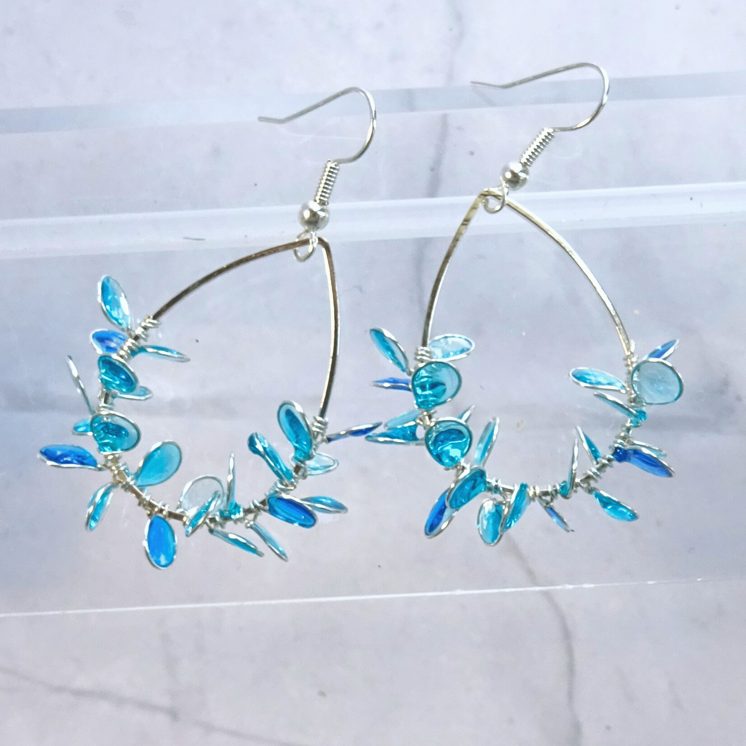 Aqua drop resin earrings