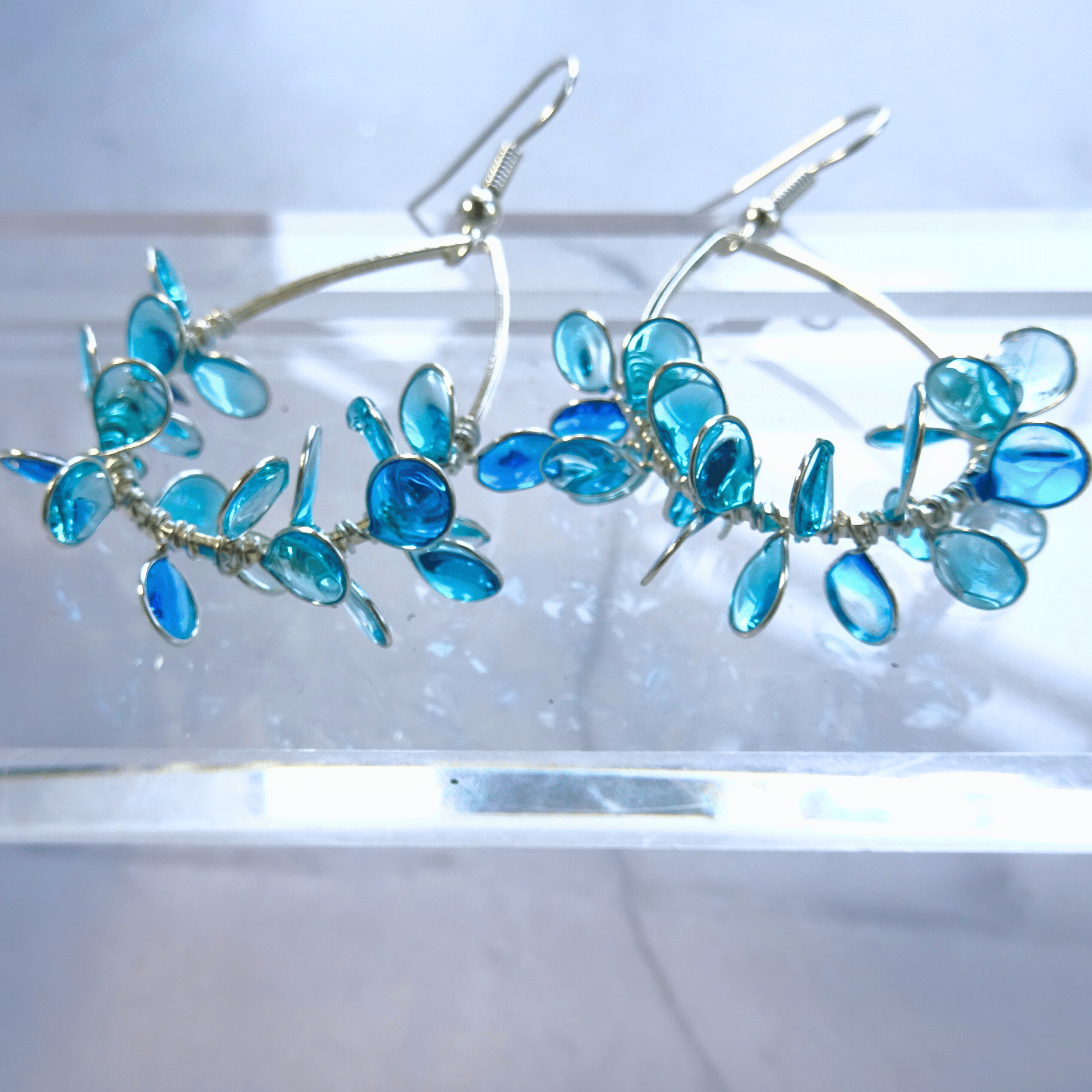 Aqua drop resin earrings