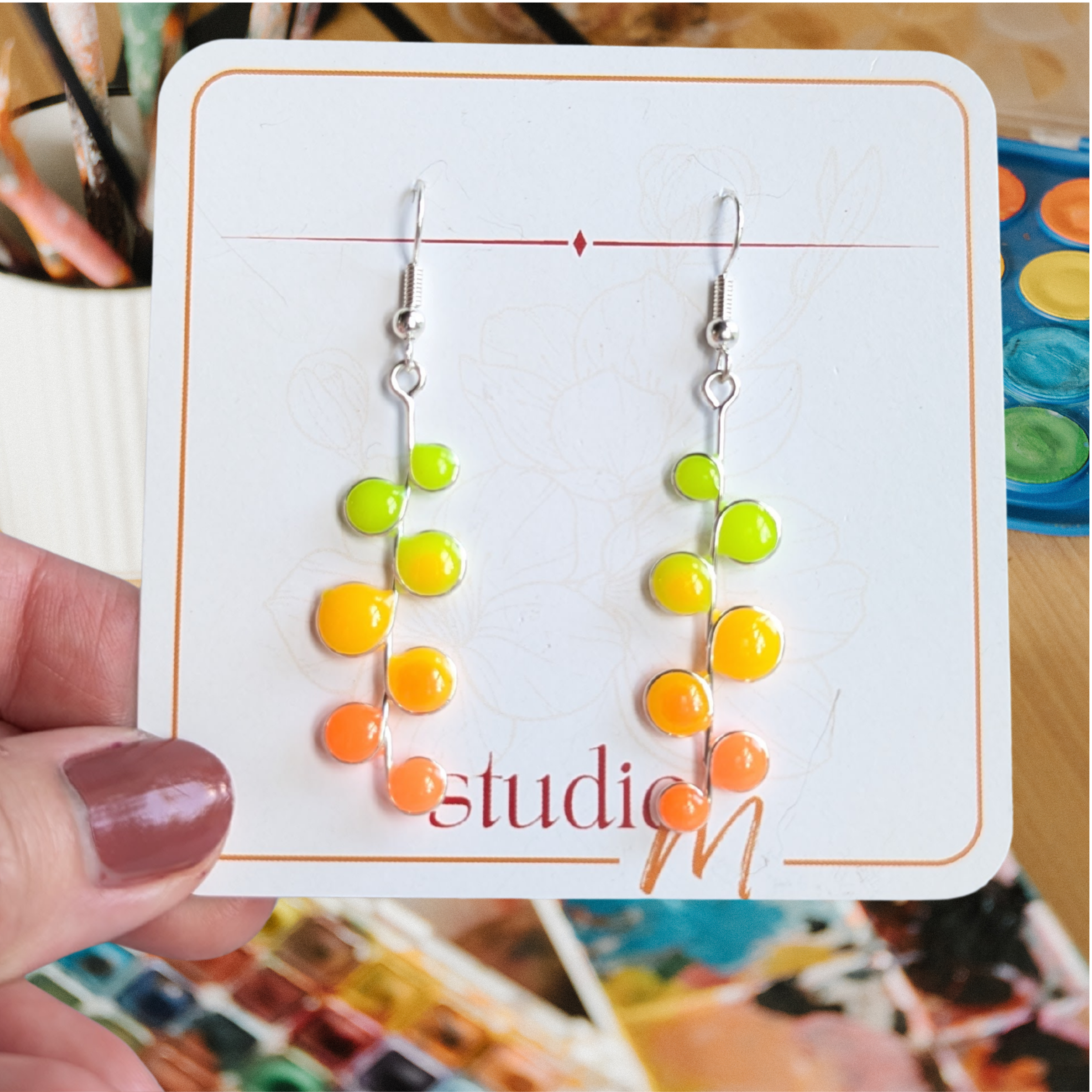 Peachy neon glow in the dark earrings