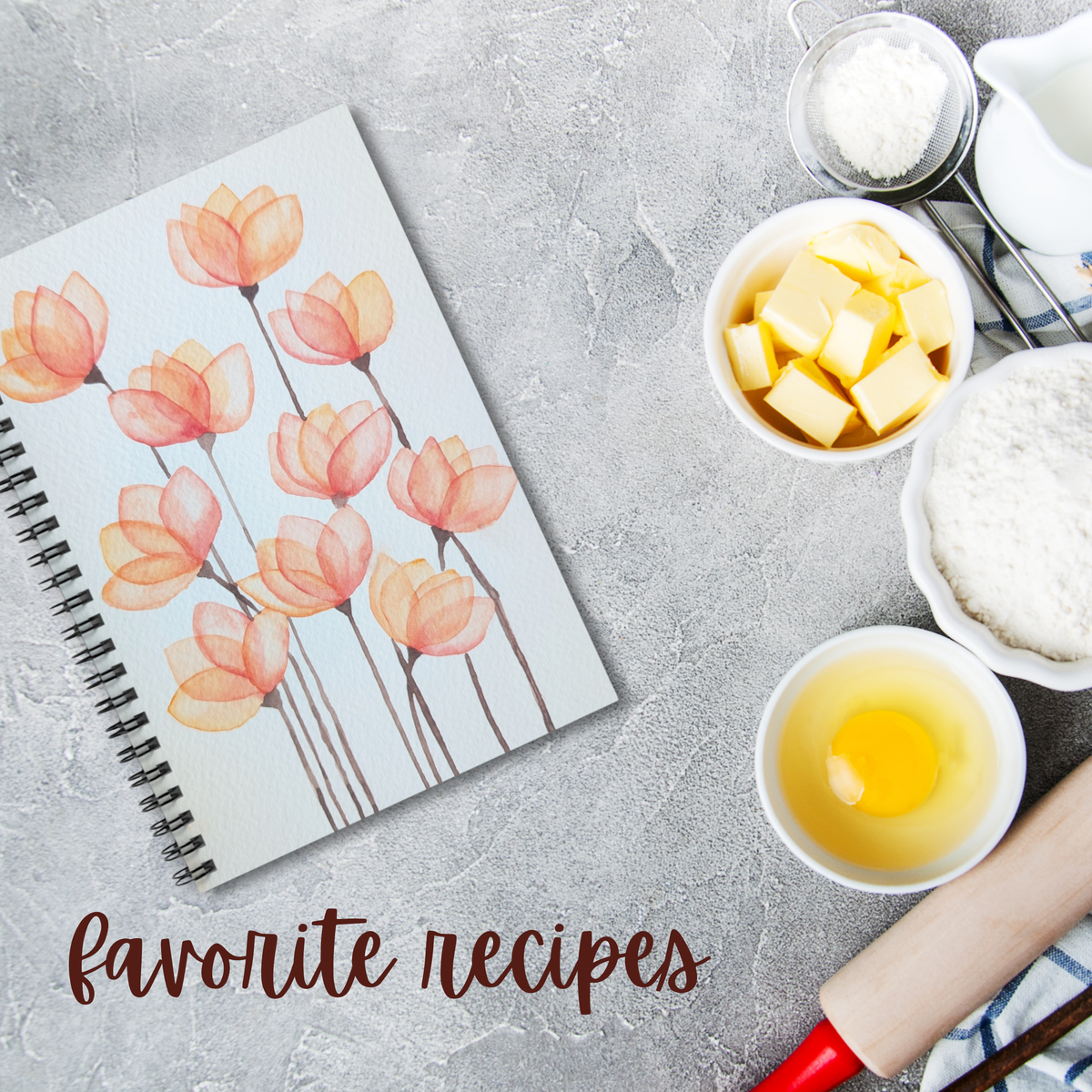 Peachy Floral Watercolor Spiral Notebook