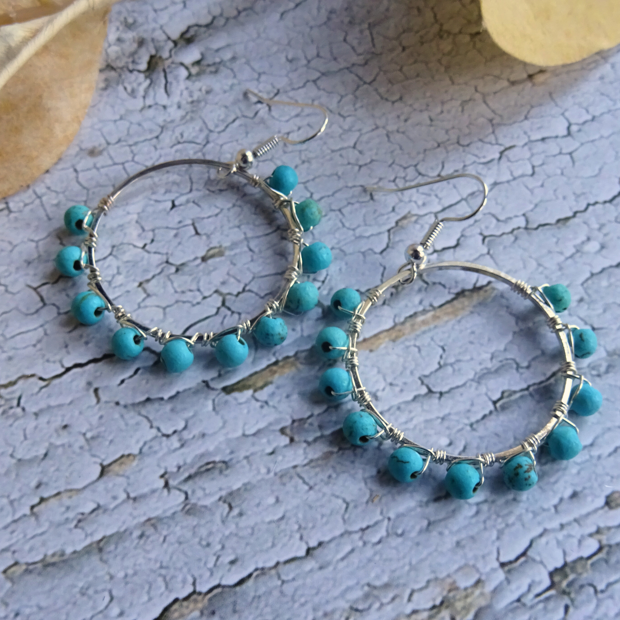 Turquoise Bead Wrap Earrings
