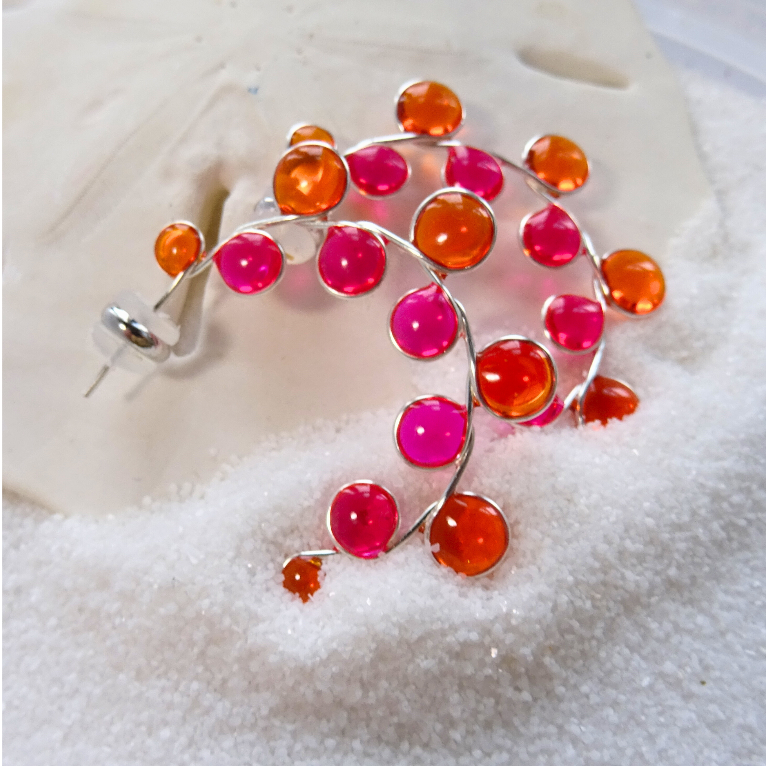 Orange and pink sunrise earrings