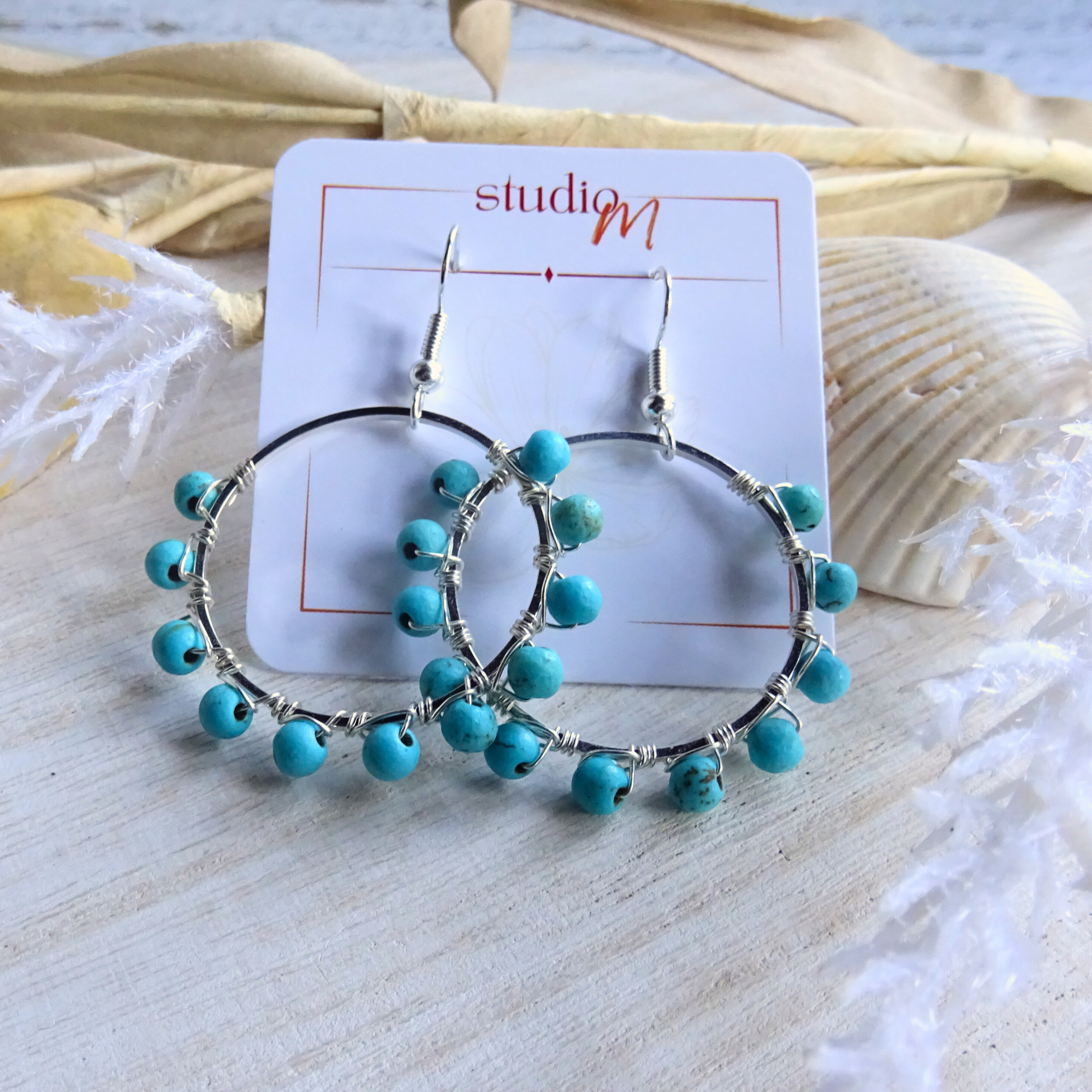 Turquoise Bead Wrap Earrings