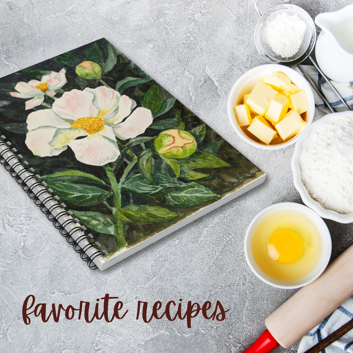 Peony Watercolor Spiral Notebook