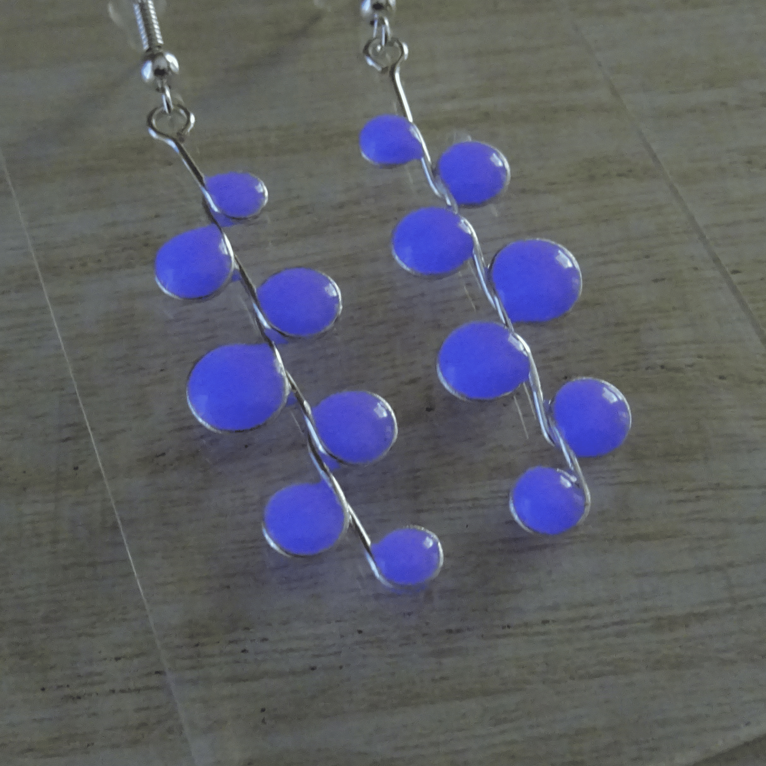 Glow in the Dark Violet Resin Earrings