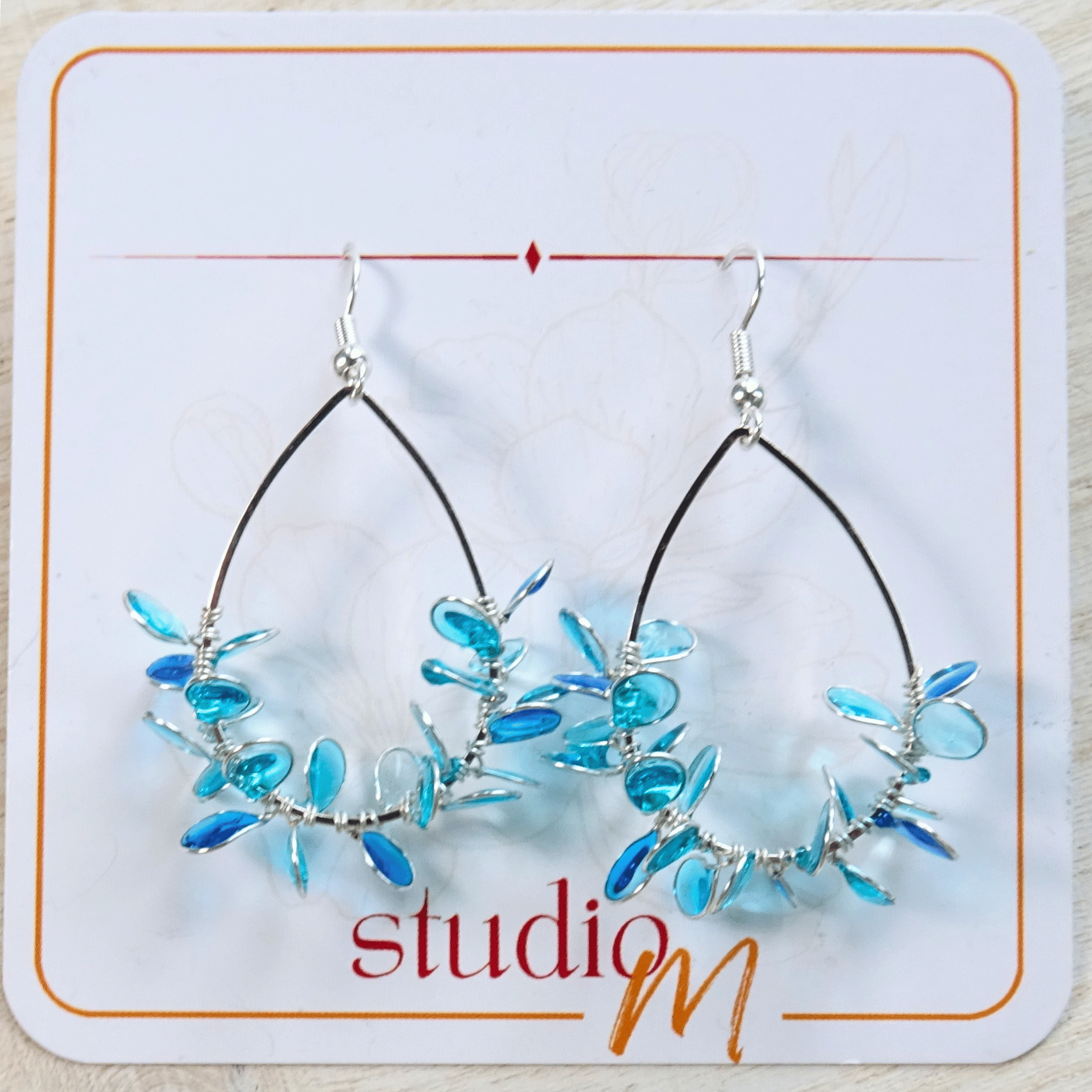 Aqua drop resin earrings