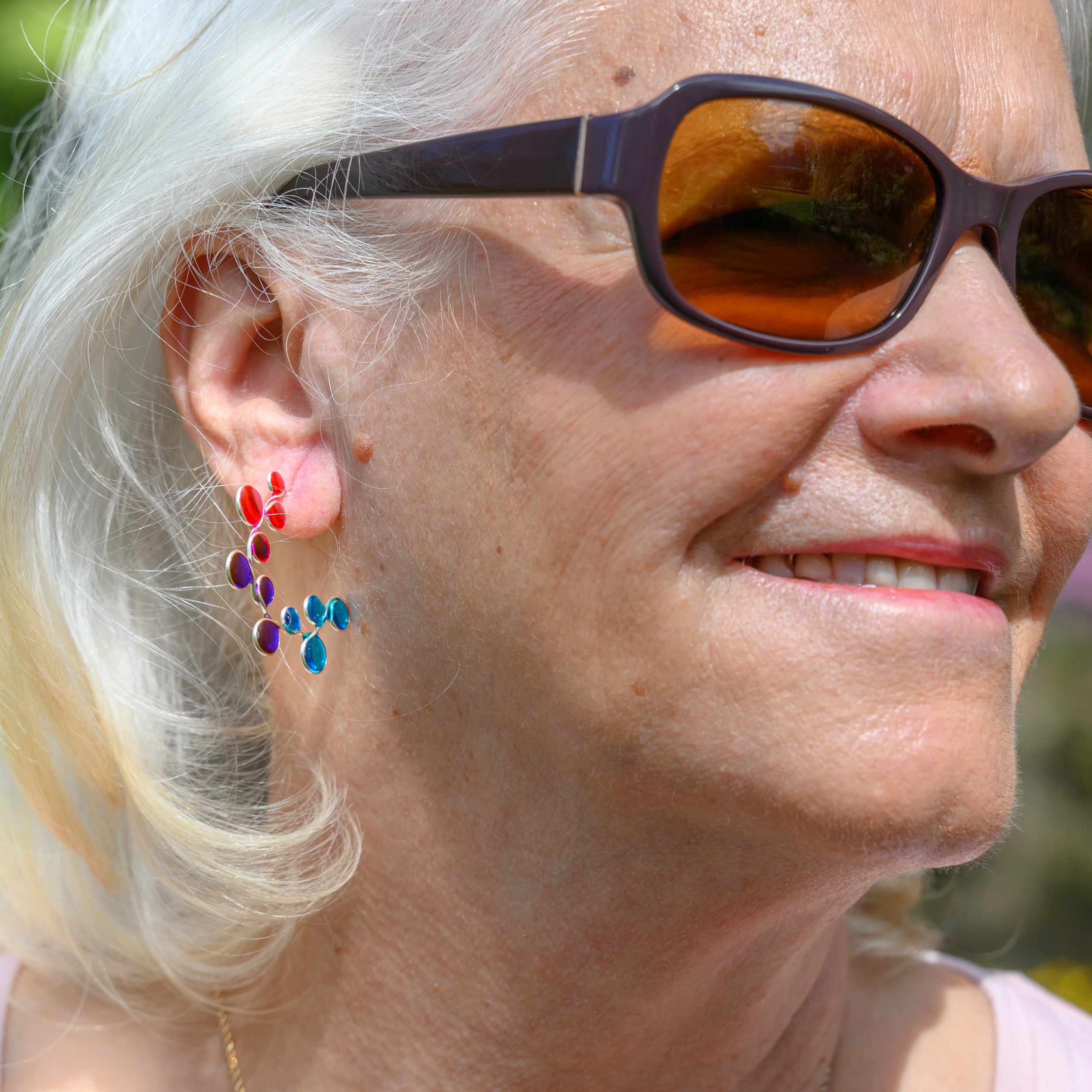 Pink Purple and Blue Hoop Earrings