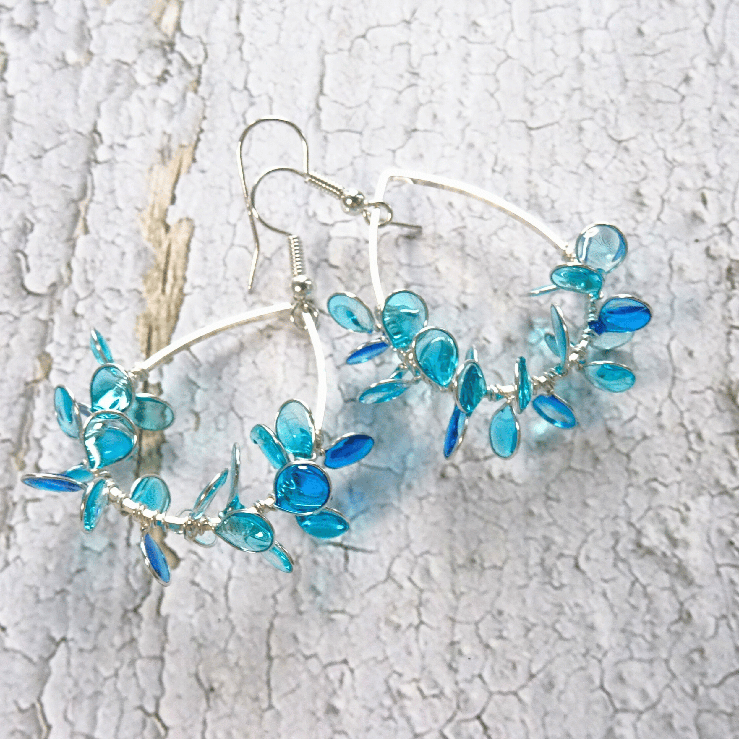 Aqua drop resin earrings