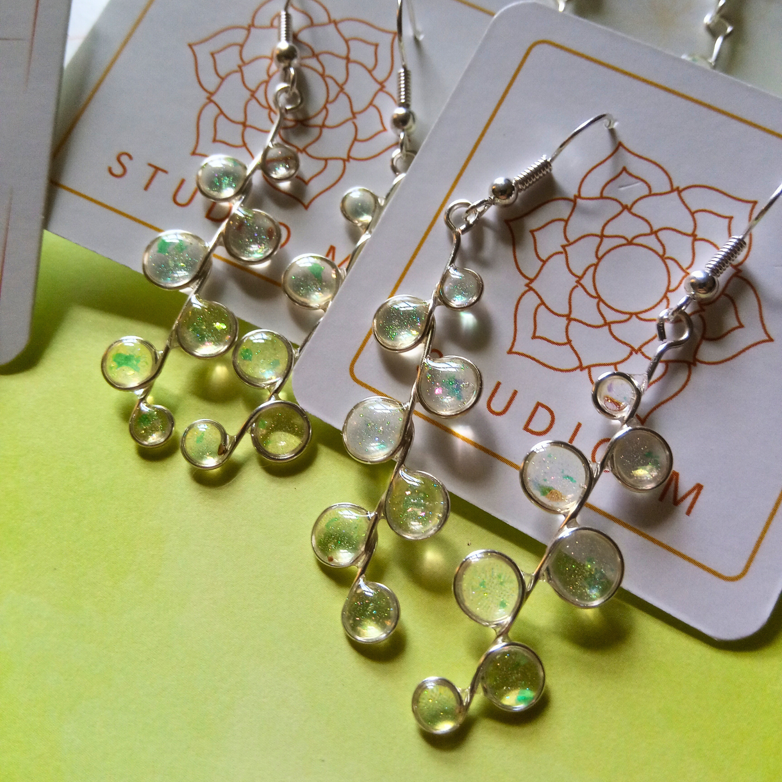 Crystal clear stained glass earrings
