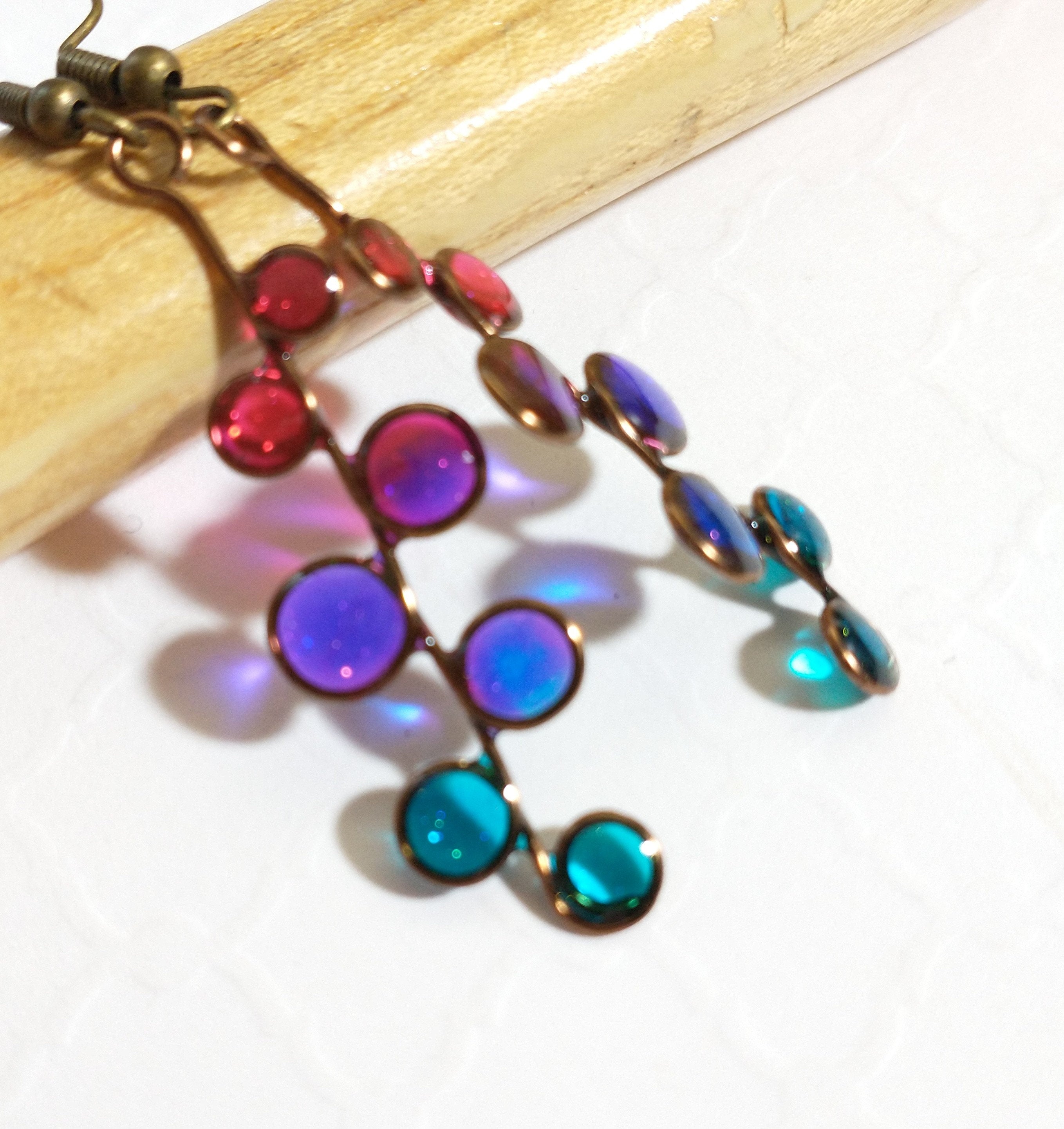Beauty berry stained glass resin earrings