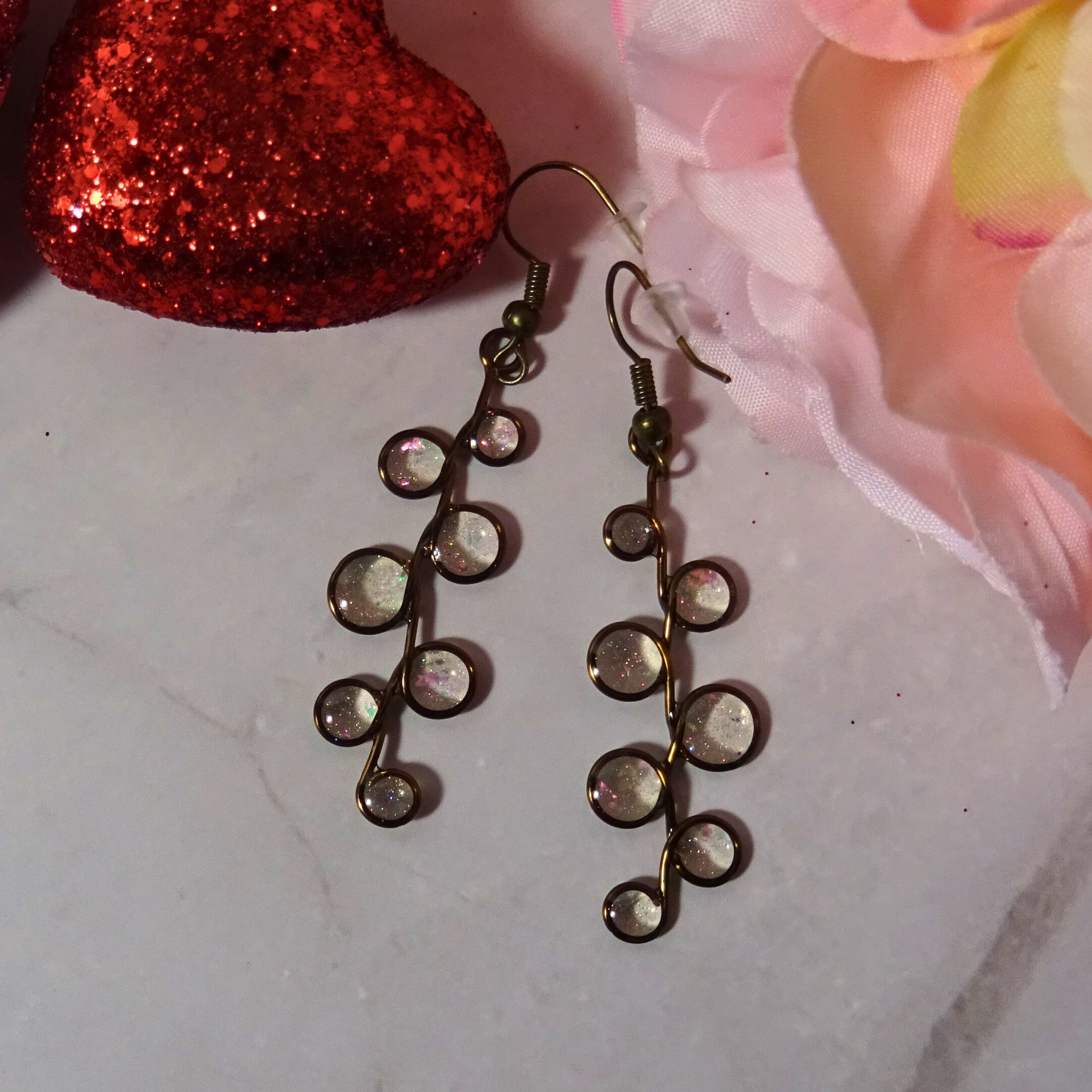Crystal clear stained glass earrings