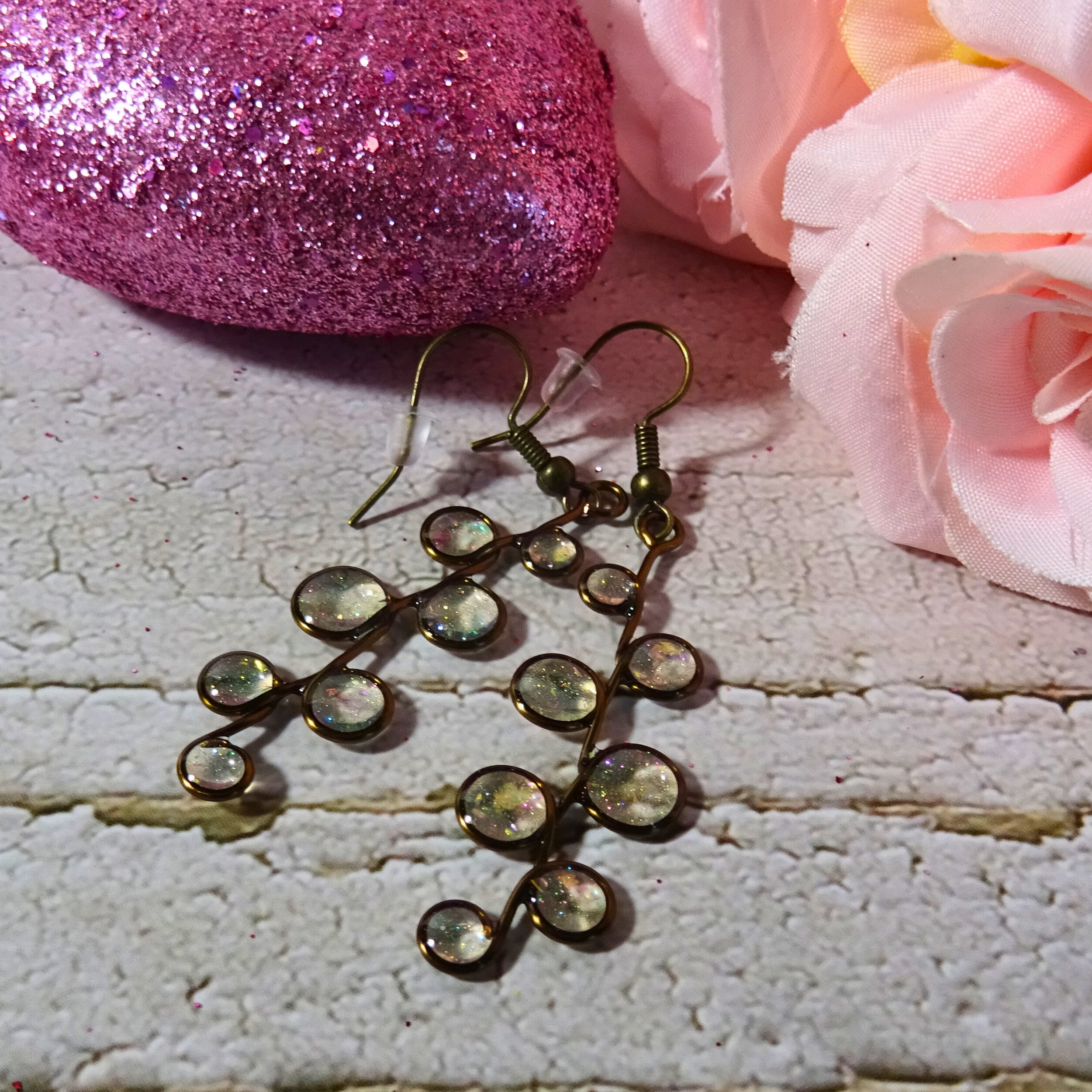 Crystal clear stained glass earrings