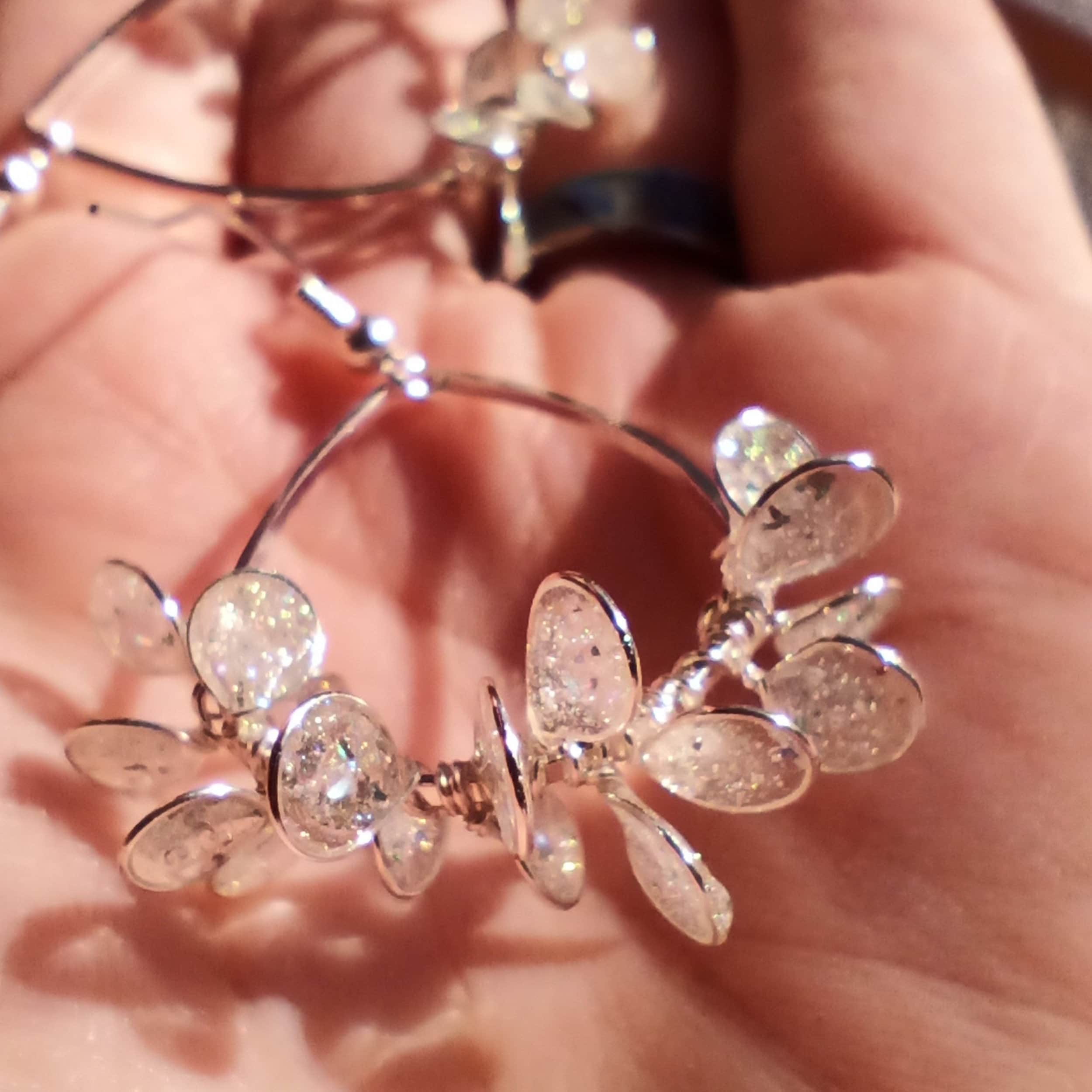 Crystal clear flower tear drop earrings