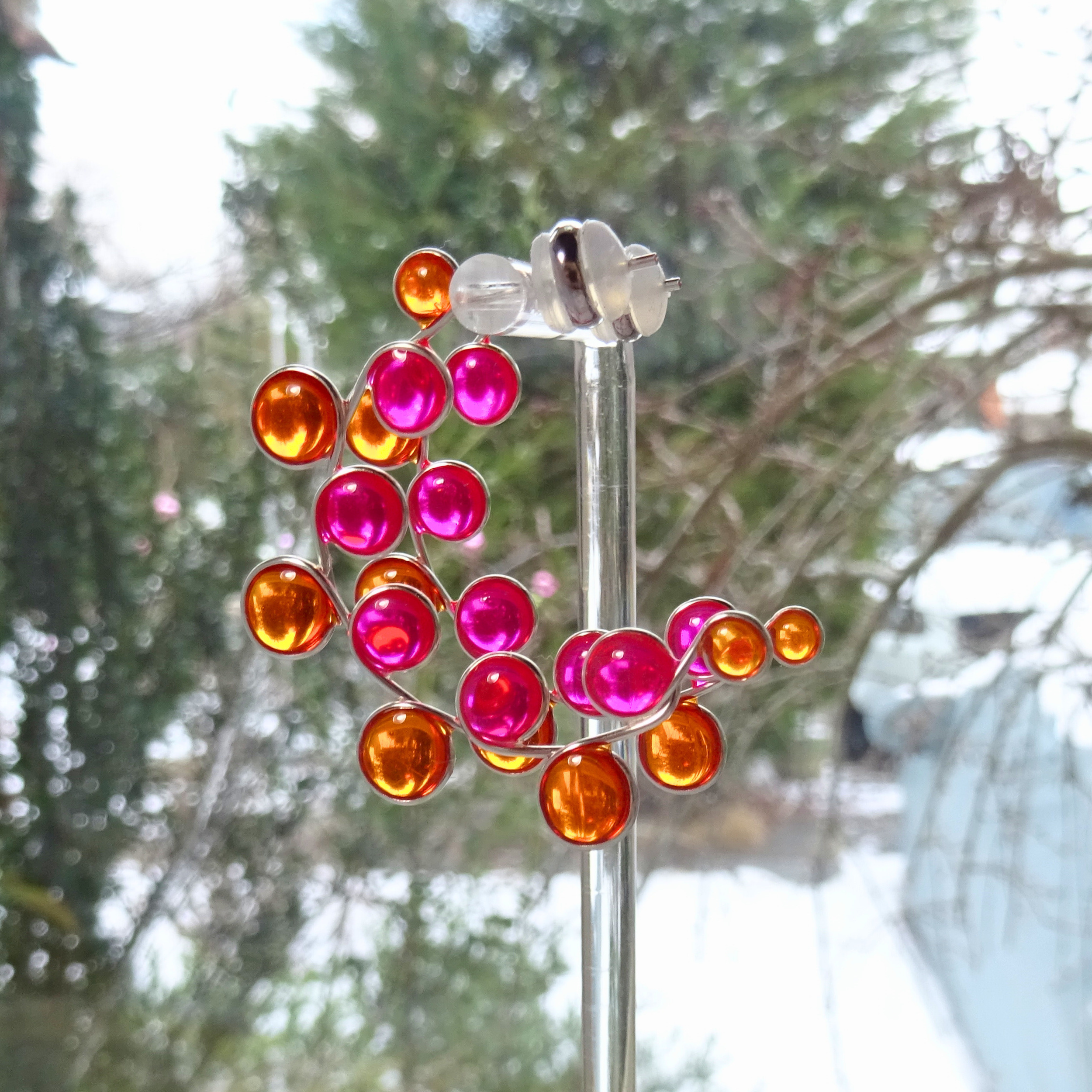 orange and pink hoop earrings