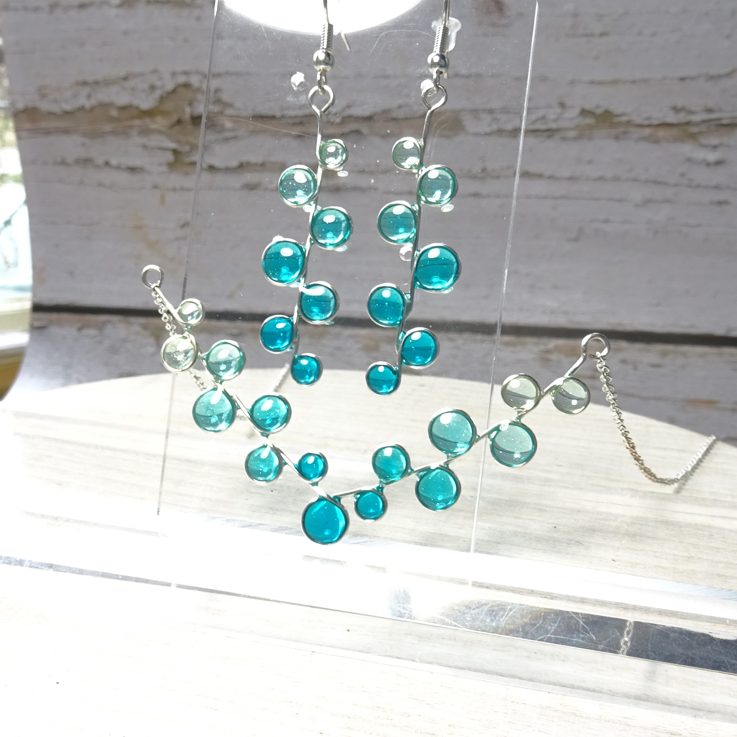 Teal Gradient Earring and Necklace Set