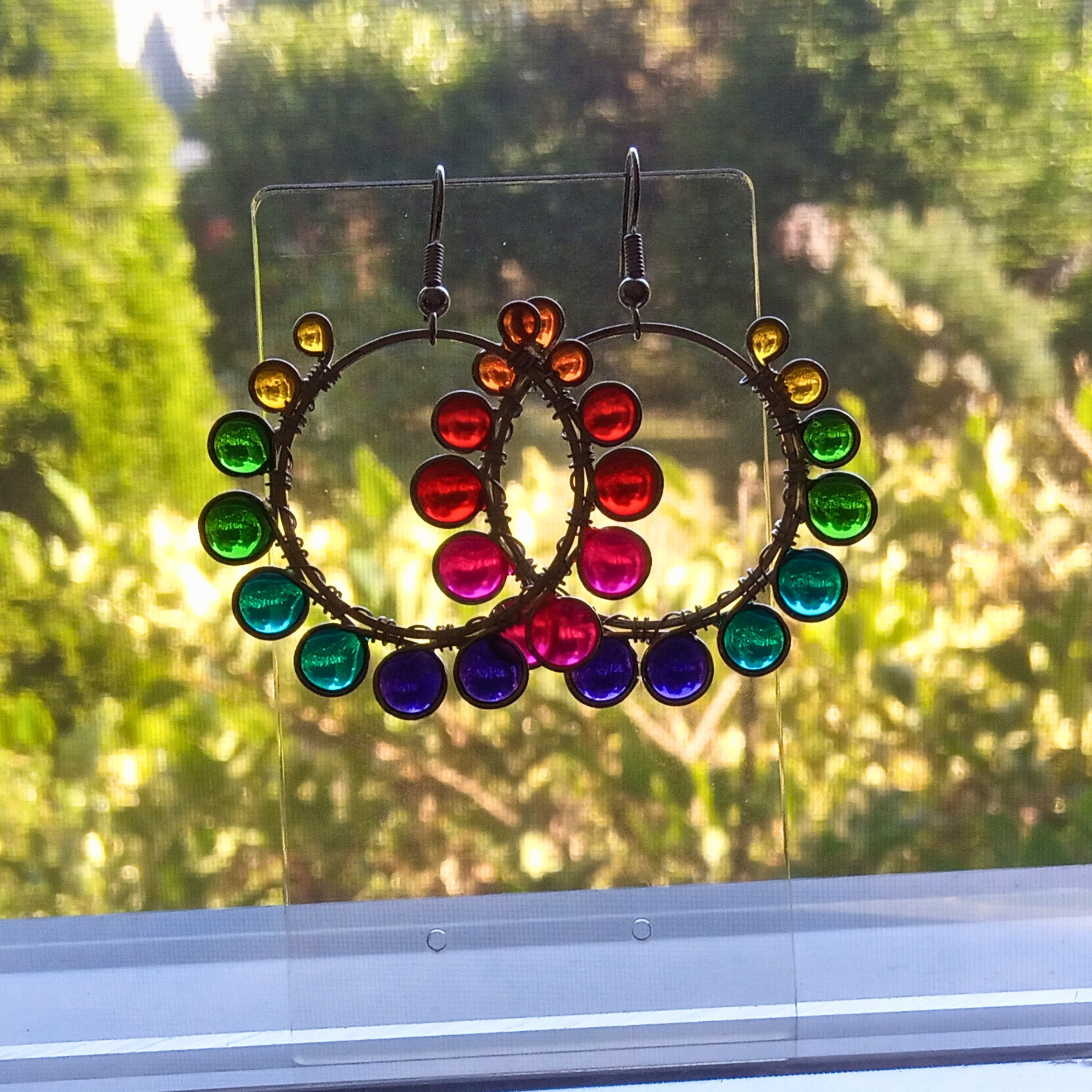 Large Rainbow Smiles Hoop Earrings