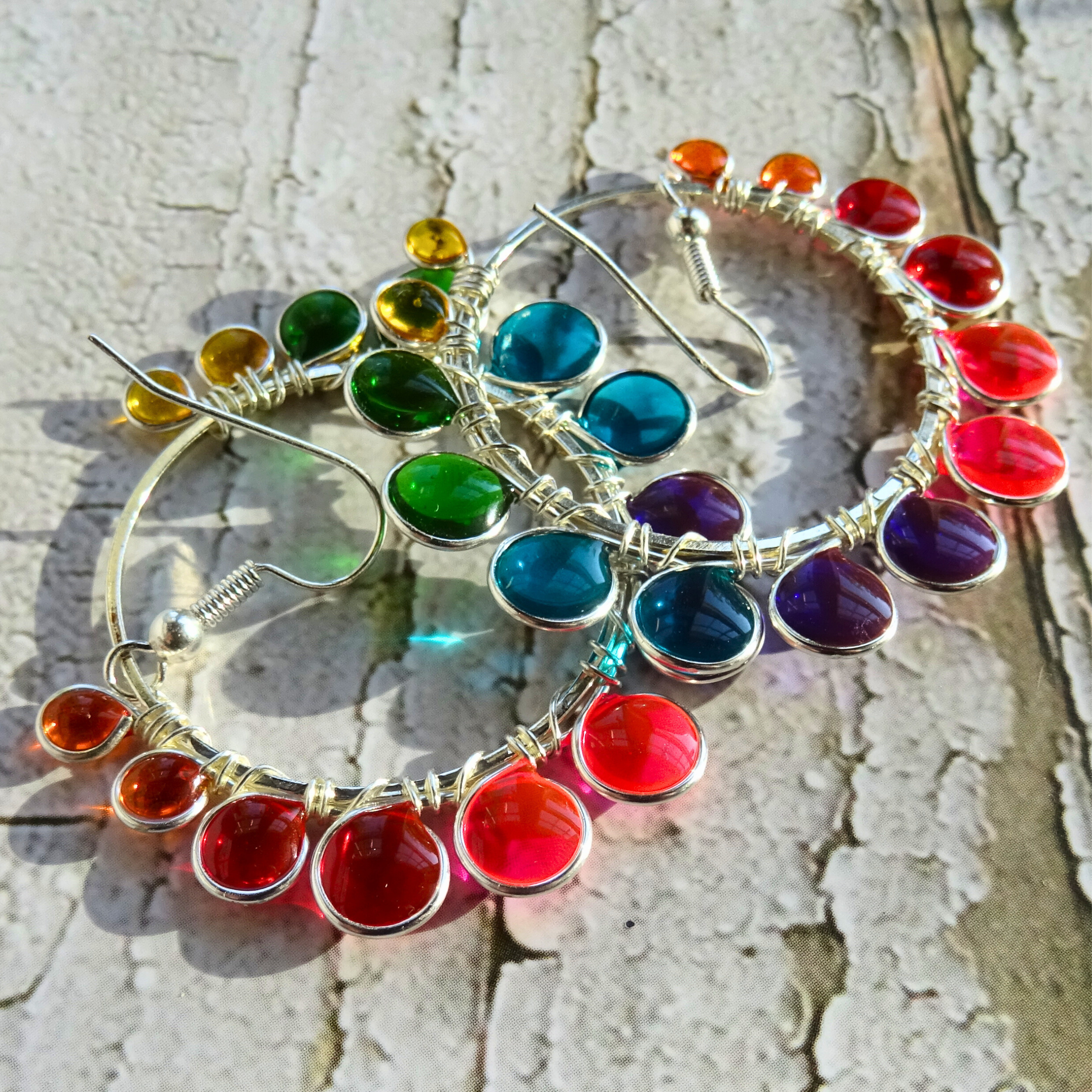 Large Rainbow Smiles Hoop Earrings