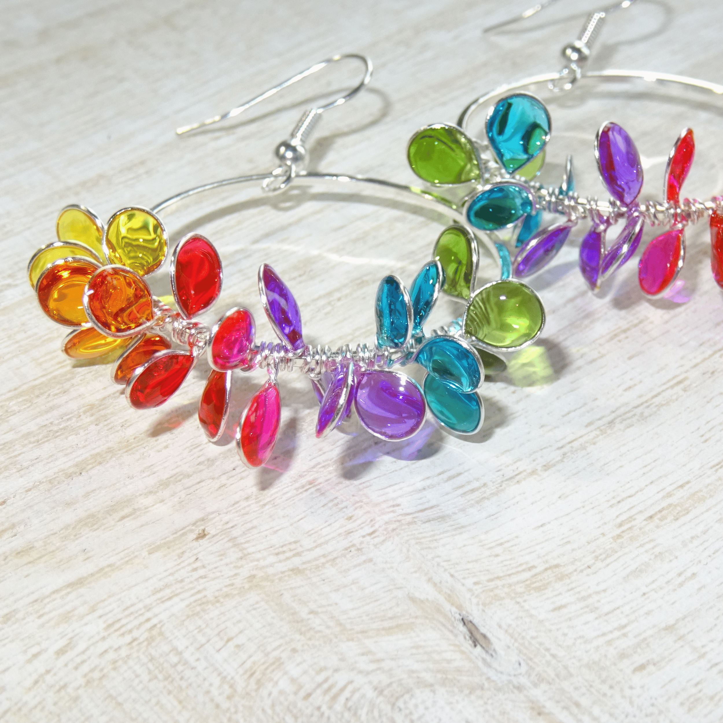 Rainbow flower earrings