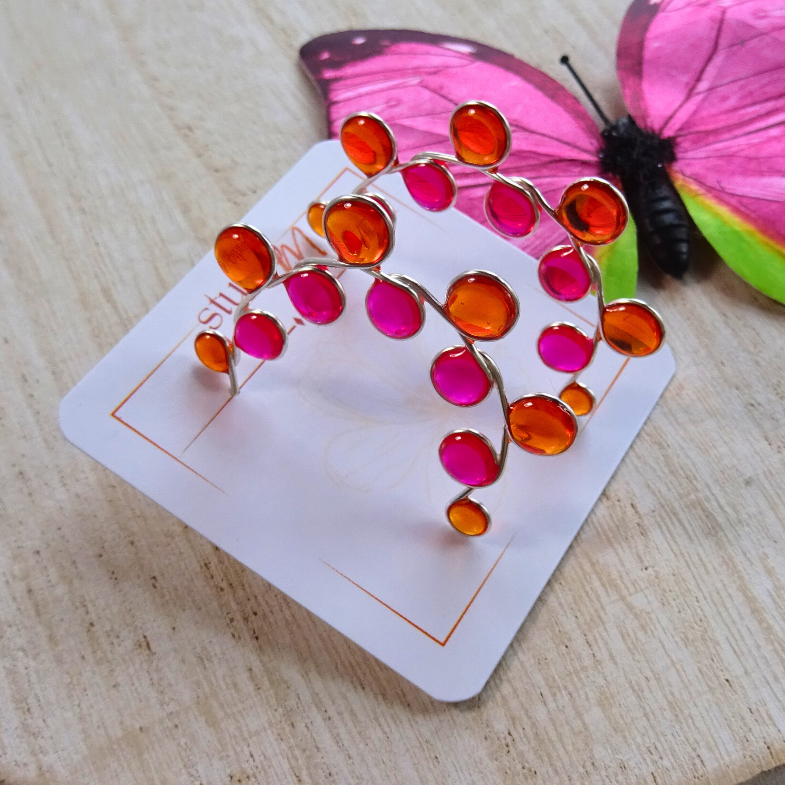 pink and orange sunrise earrings