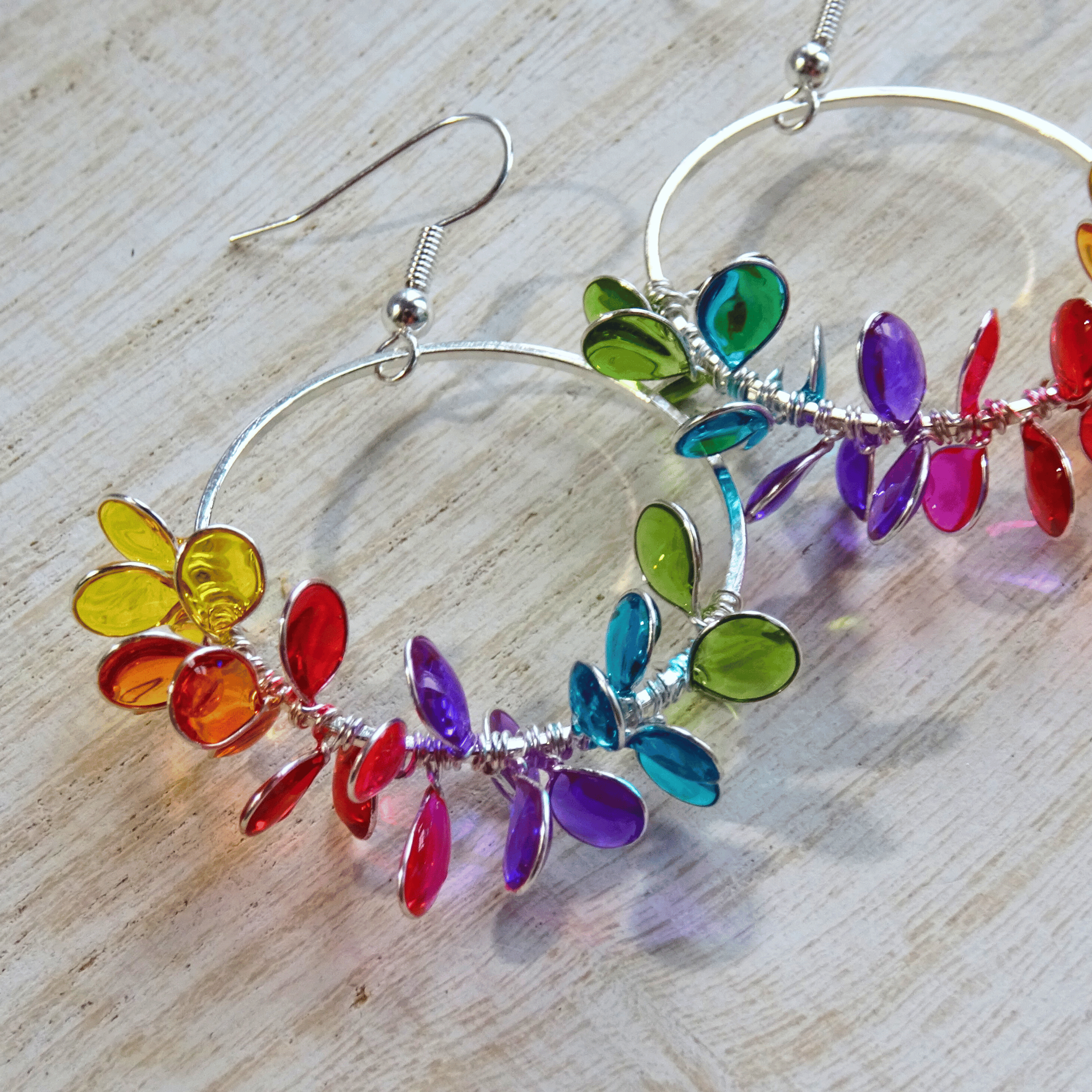 Rainbow flower earrings