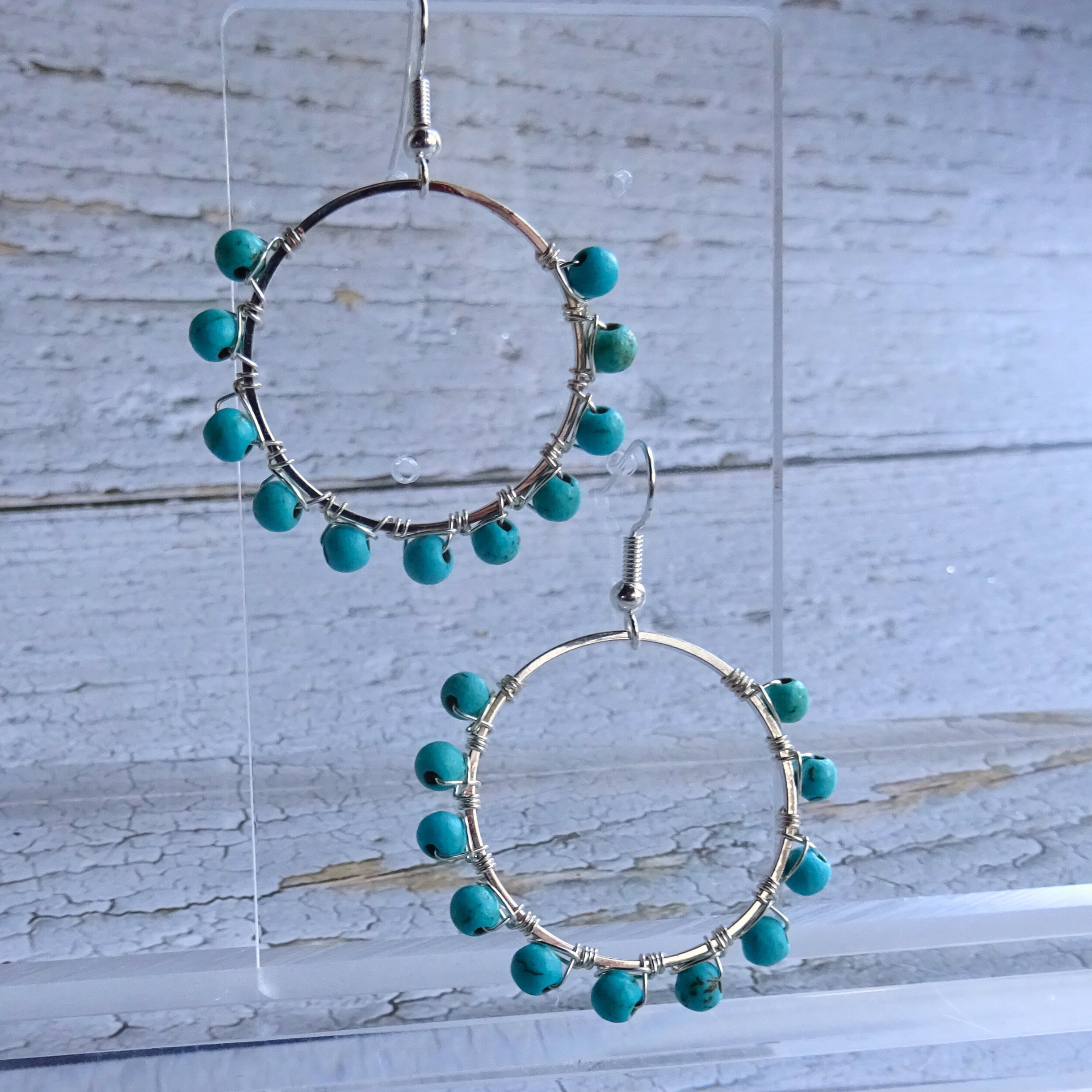 Turquoise Bead Wrap Earrings