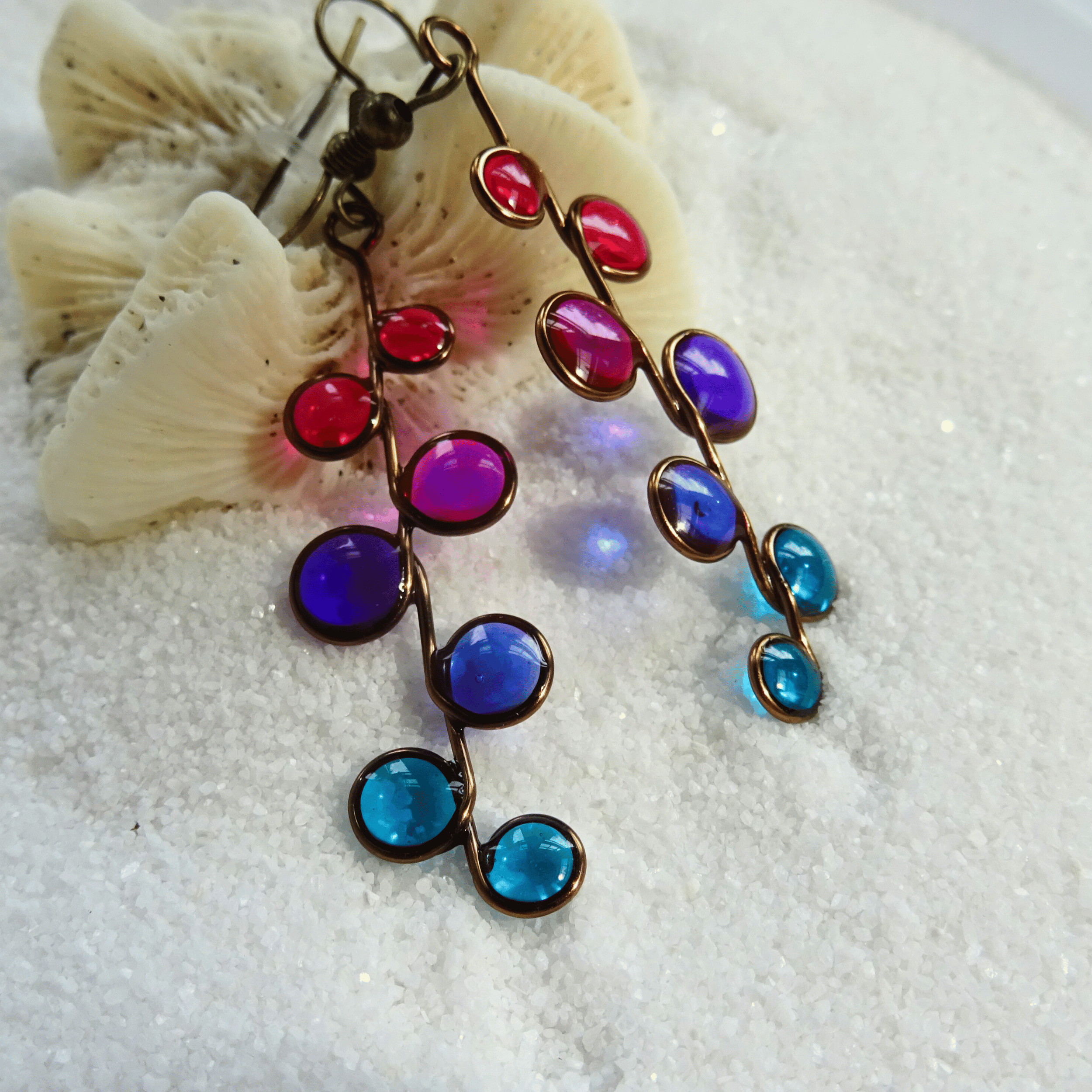 Beauty berry stained glass resin earrings