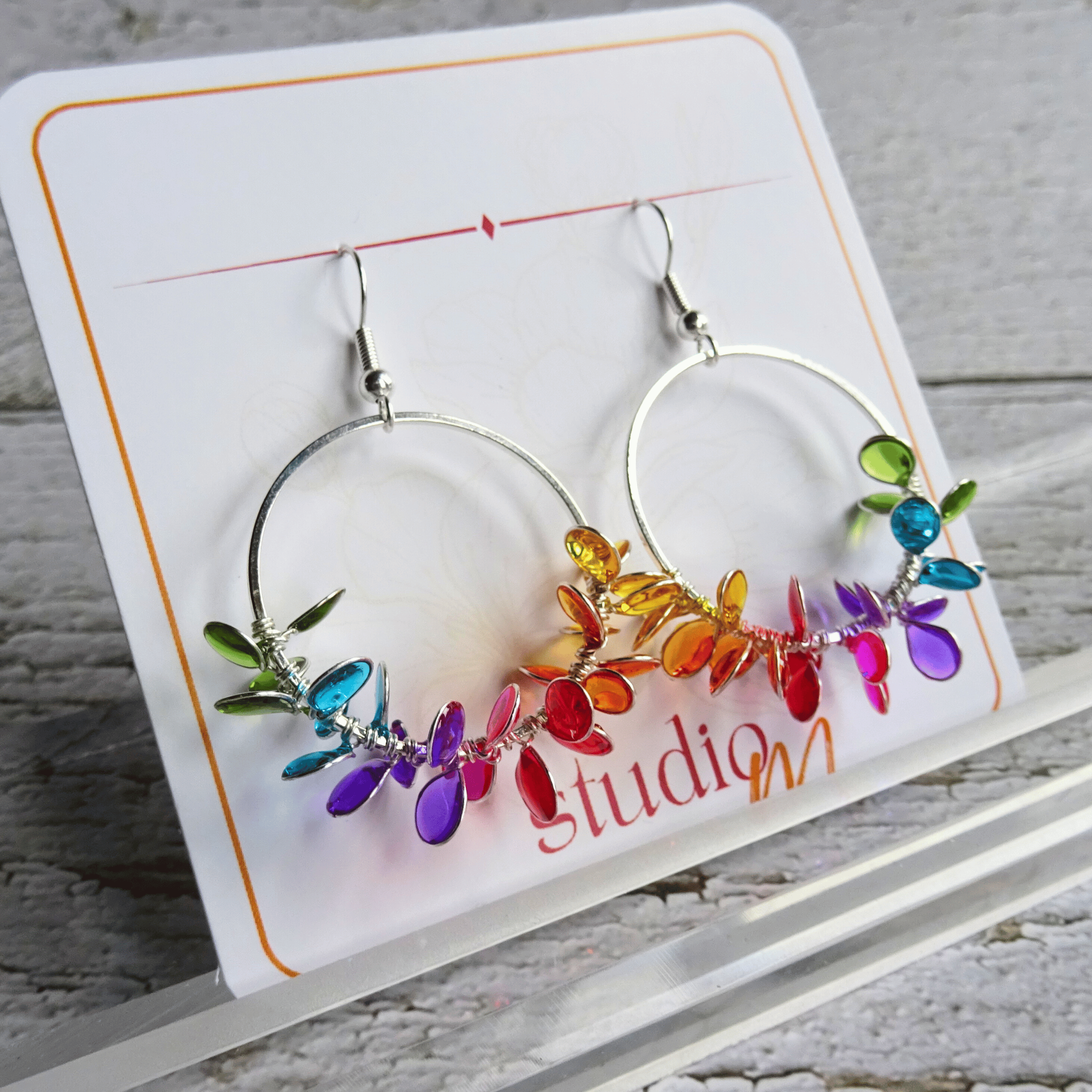 Rainbow flower earrings