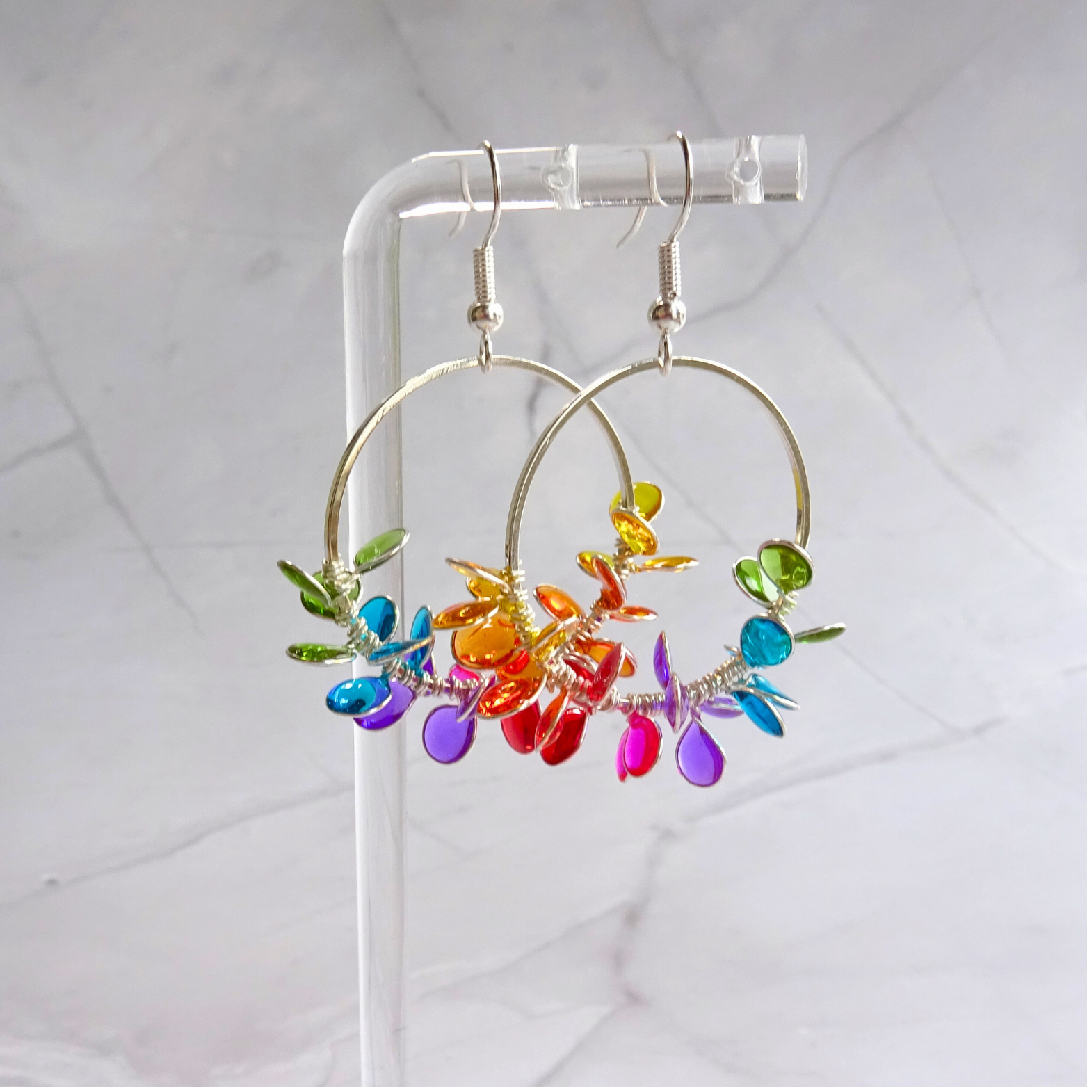 Rainbow flower earrings