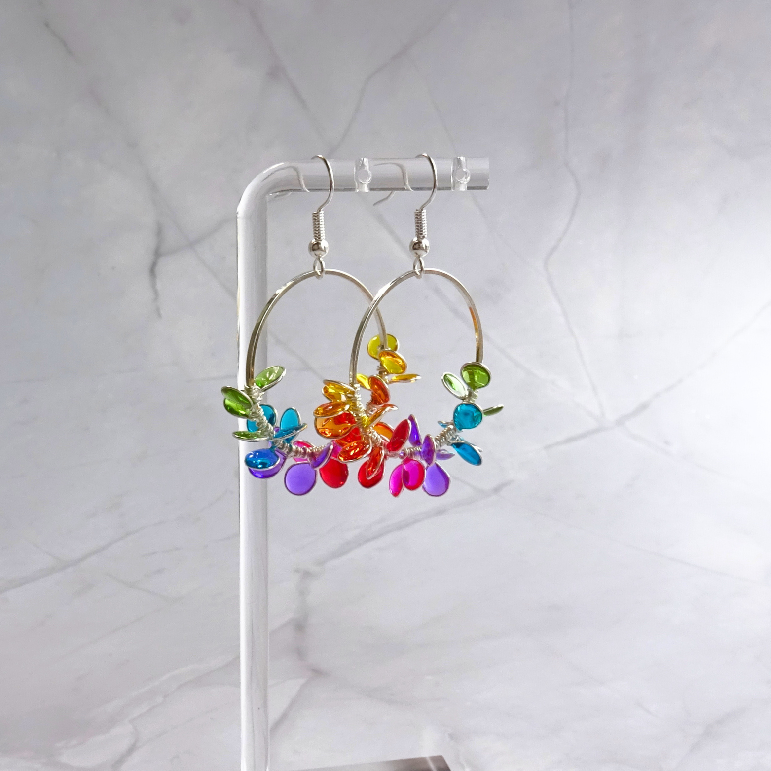 Rainbow flower earrings