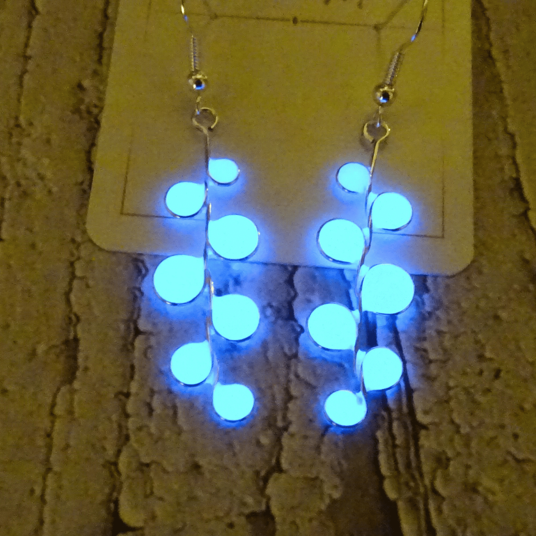 White glow in the dark earrings