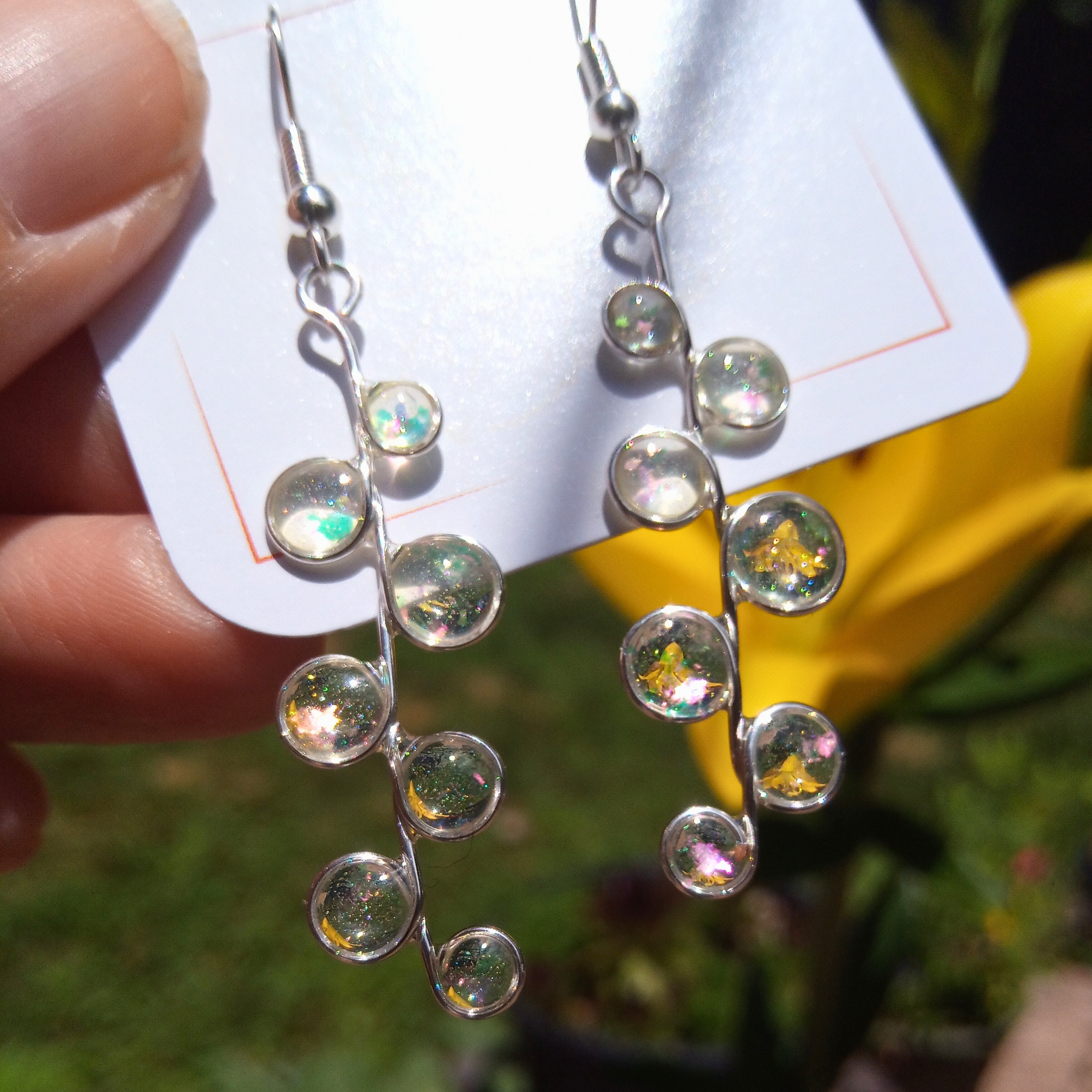 Crystal clear stained glass earrings