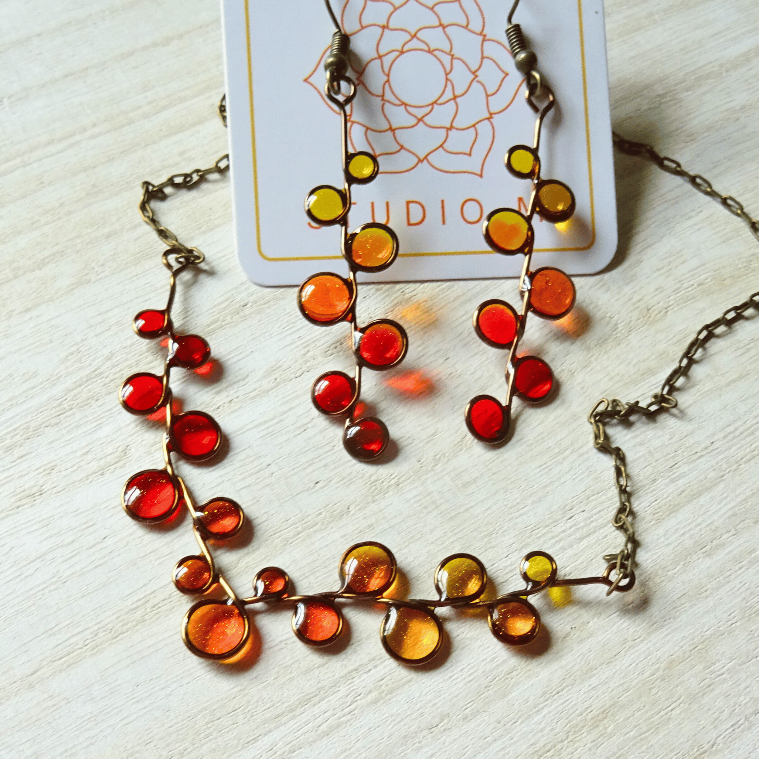 sunset earrings and necklace set