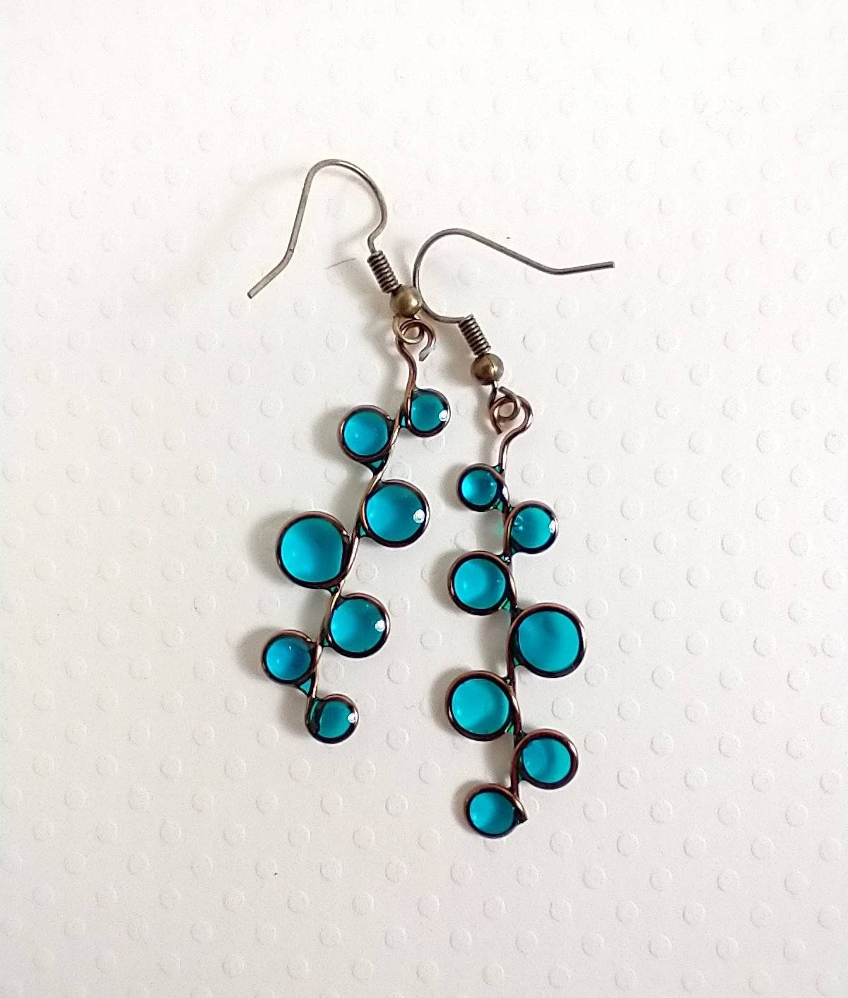 Ocean blue stained glass resin earrings