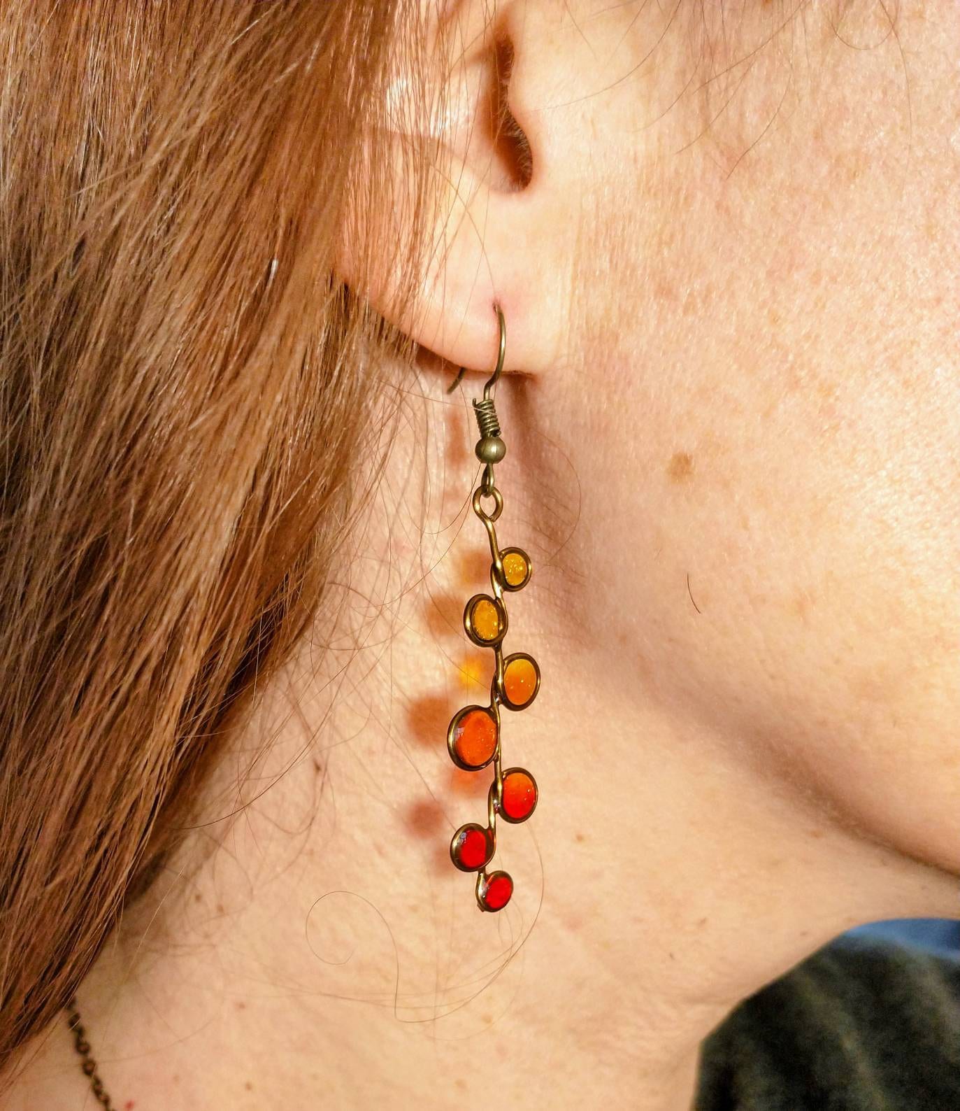 sunset stained glass resin earrings