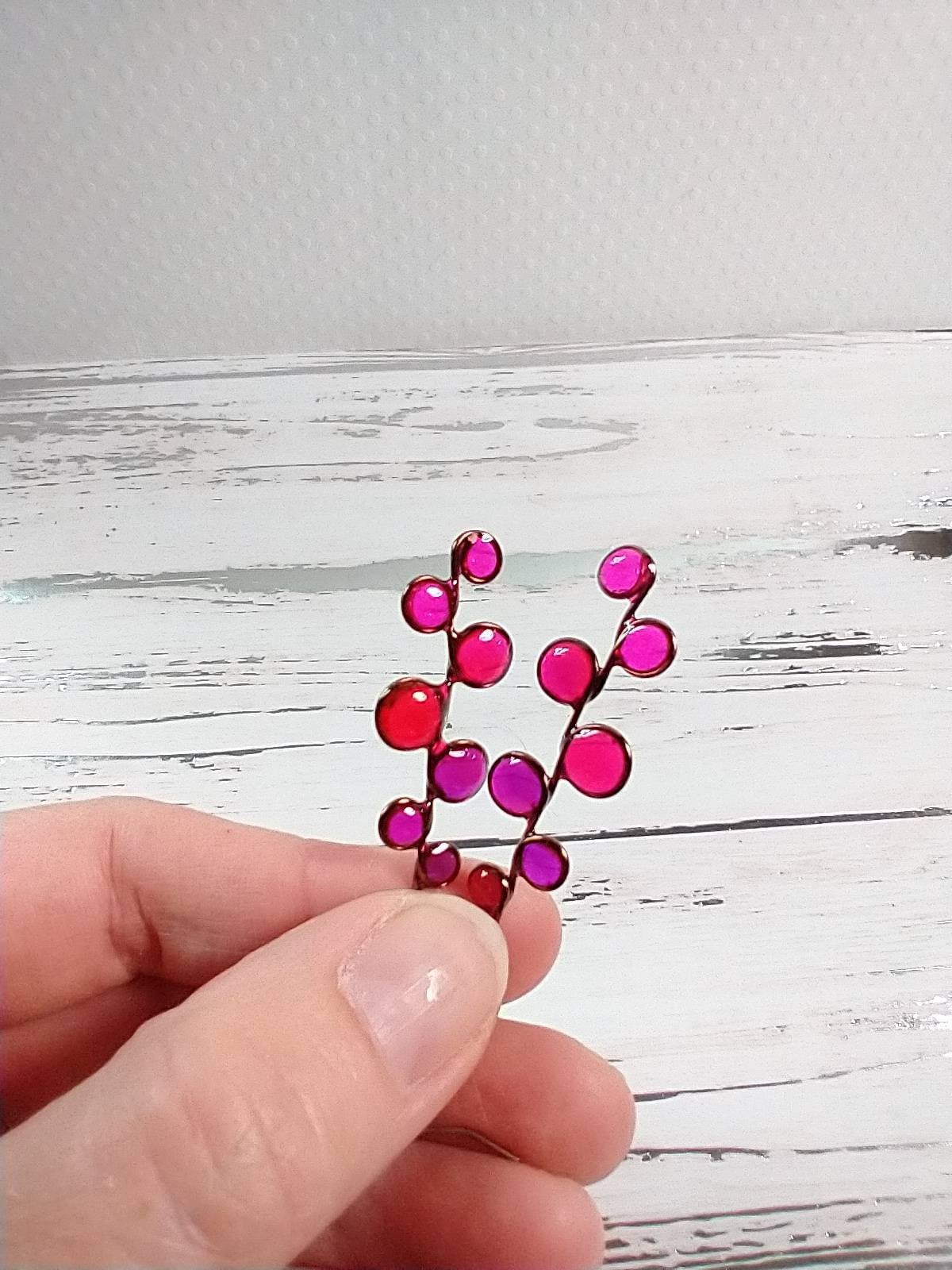 Pink magenta stained glass resin earrings