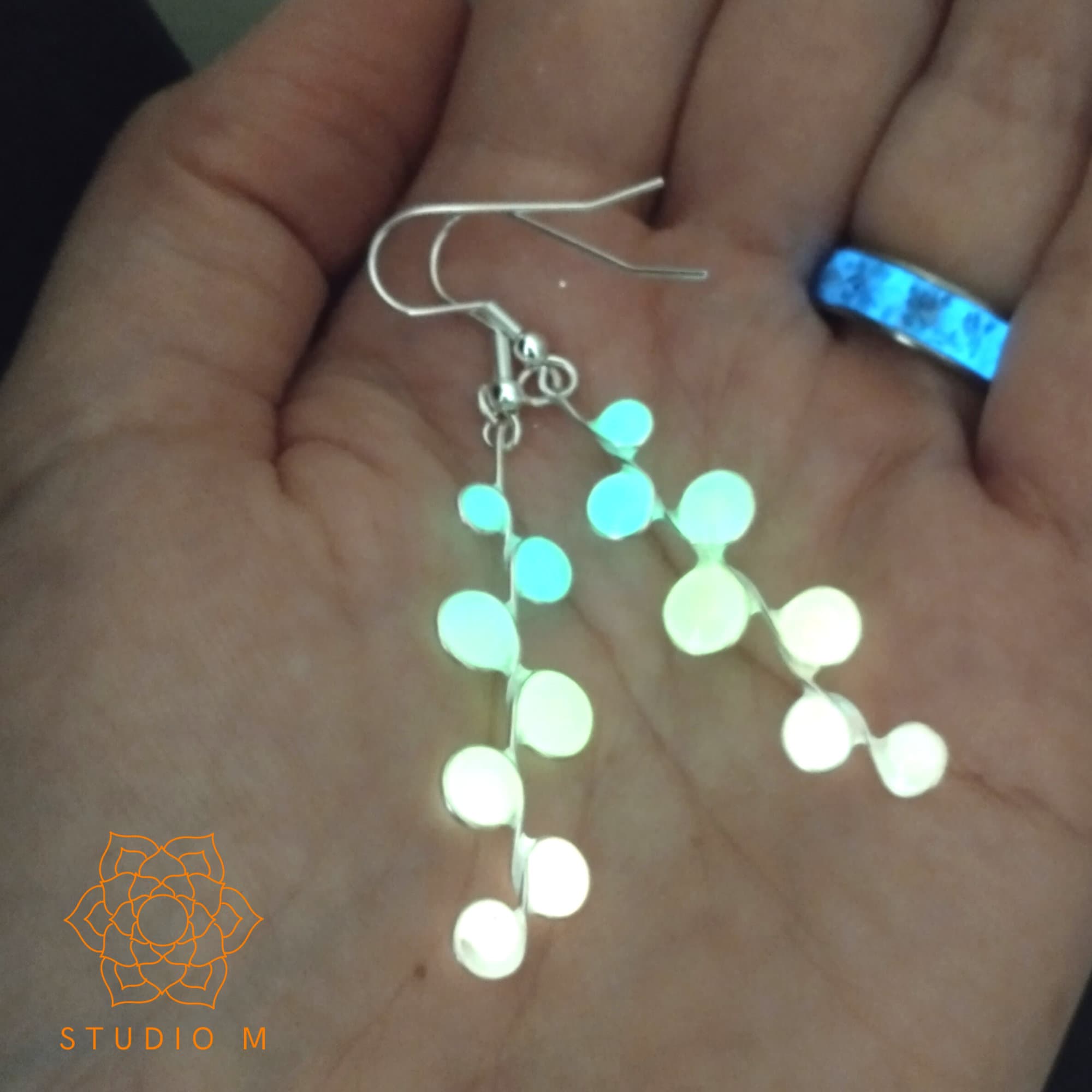 Peachy neon glow in the dark earrings