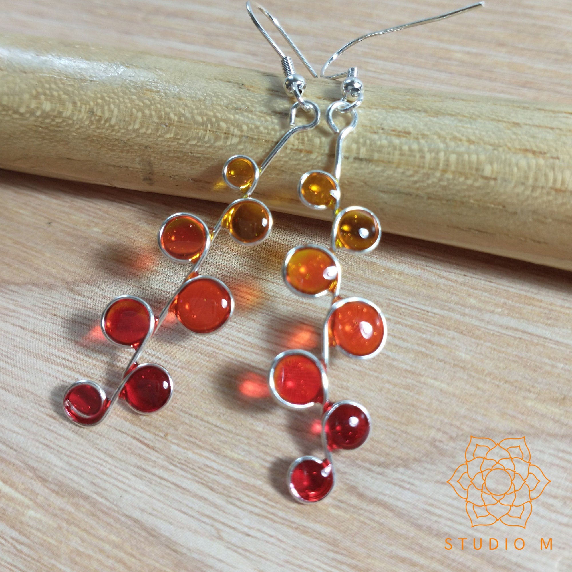 Sunset colored stained glass resin earrings