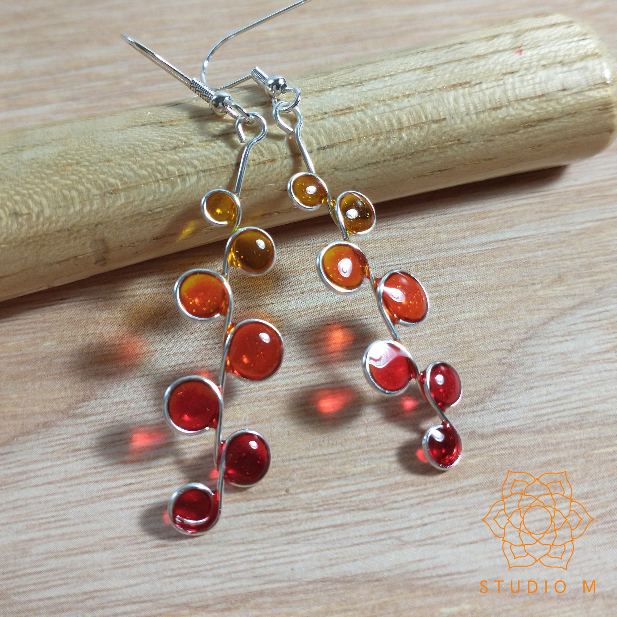 Sunset colored stained glass resin earrings