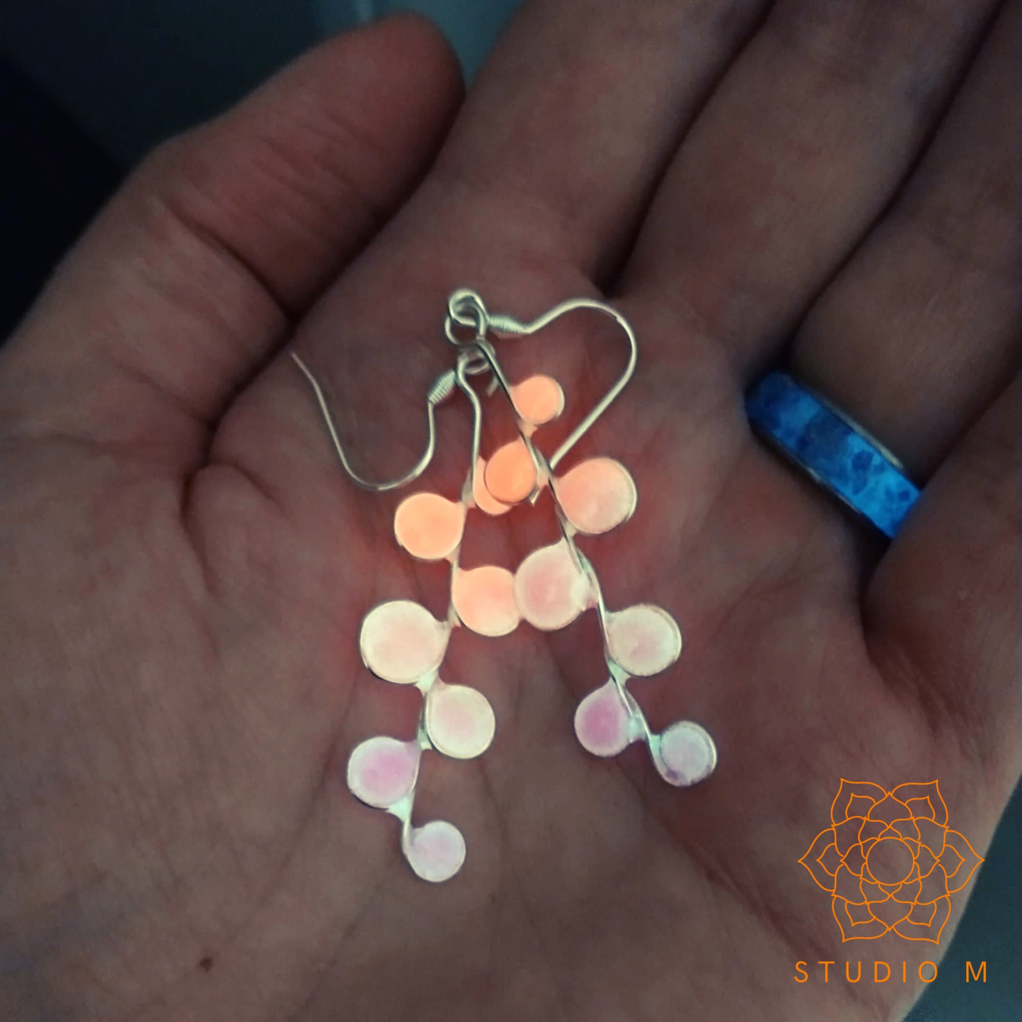 Neon pink glow in the dark earrings