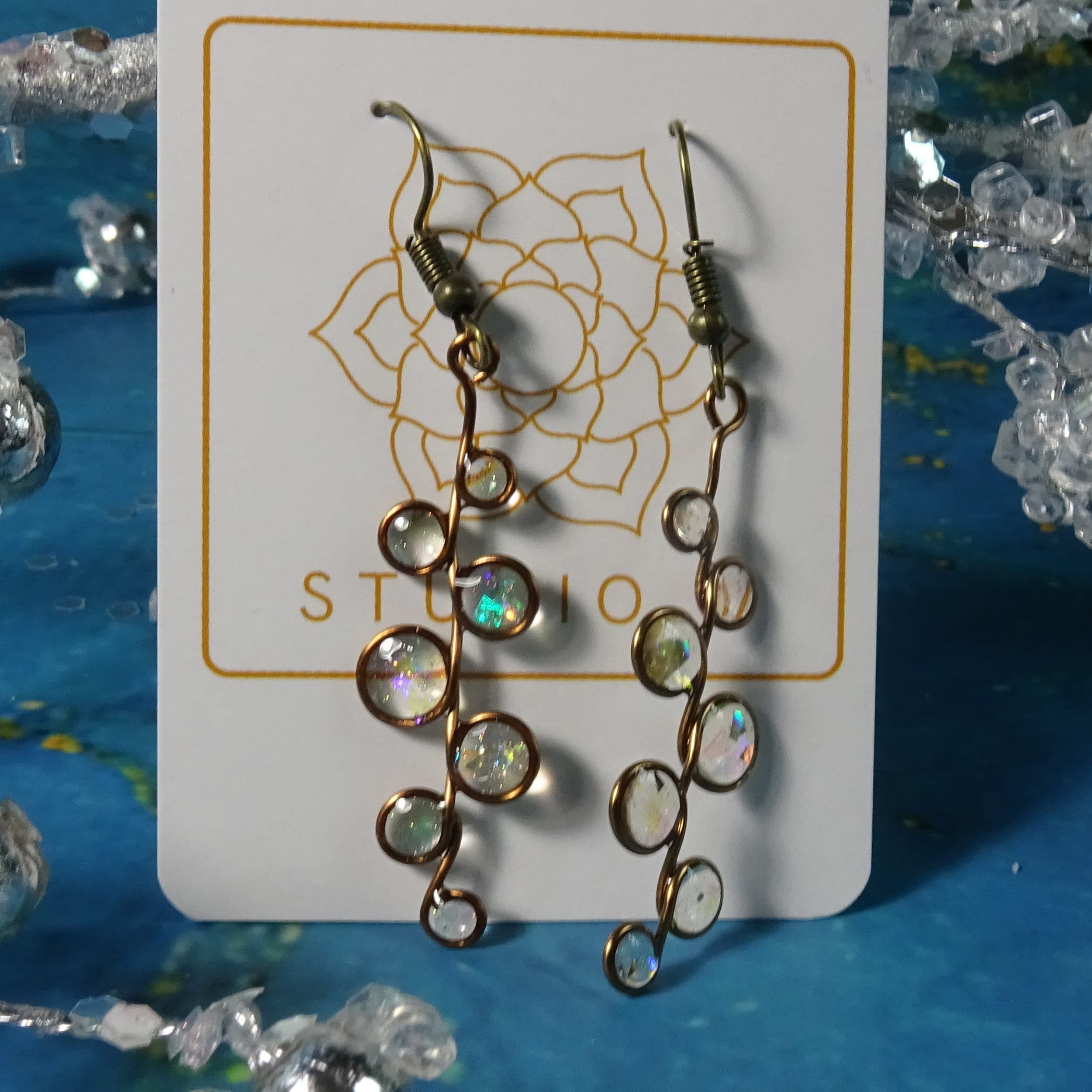 Crystal clear stained glass earrings