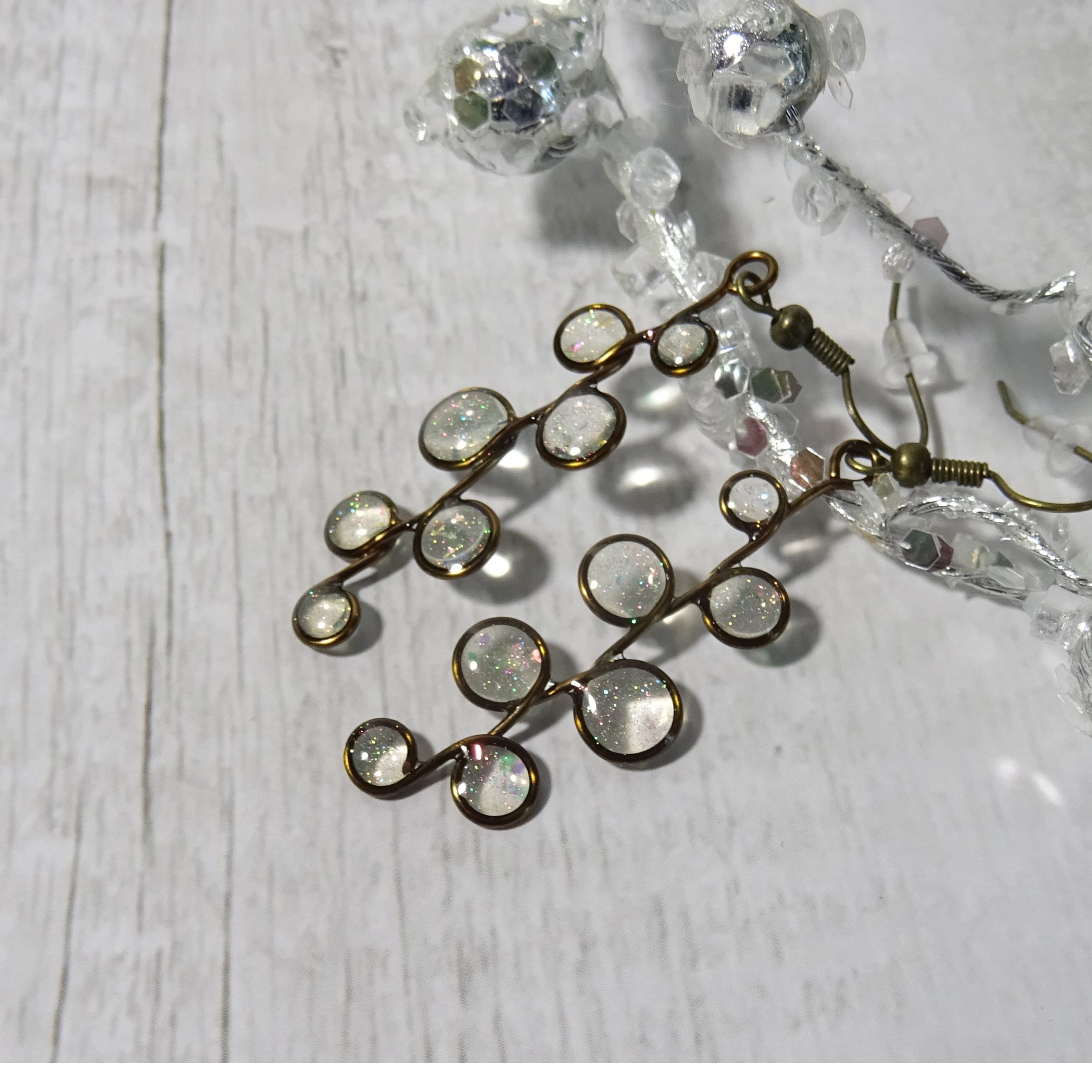 Crystal clear stained glass earrings