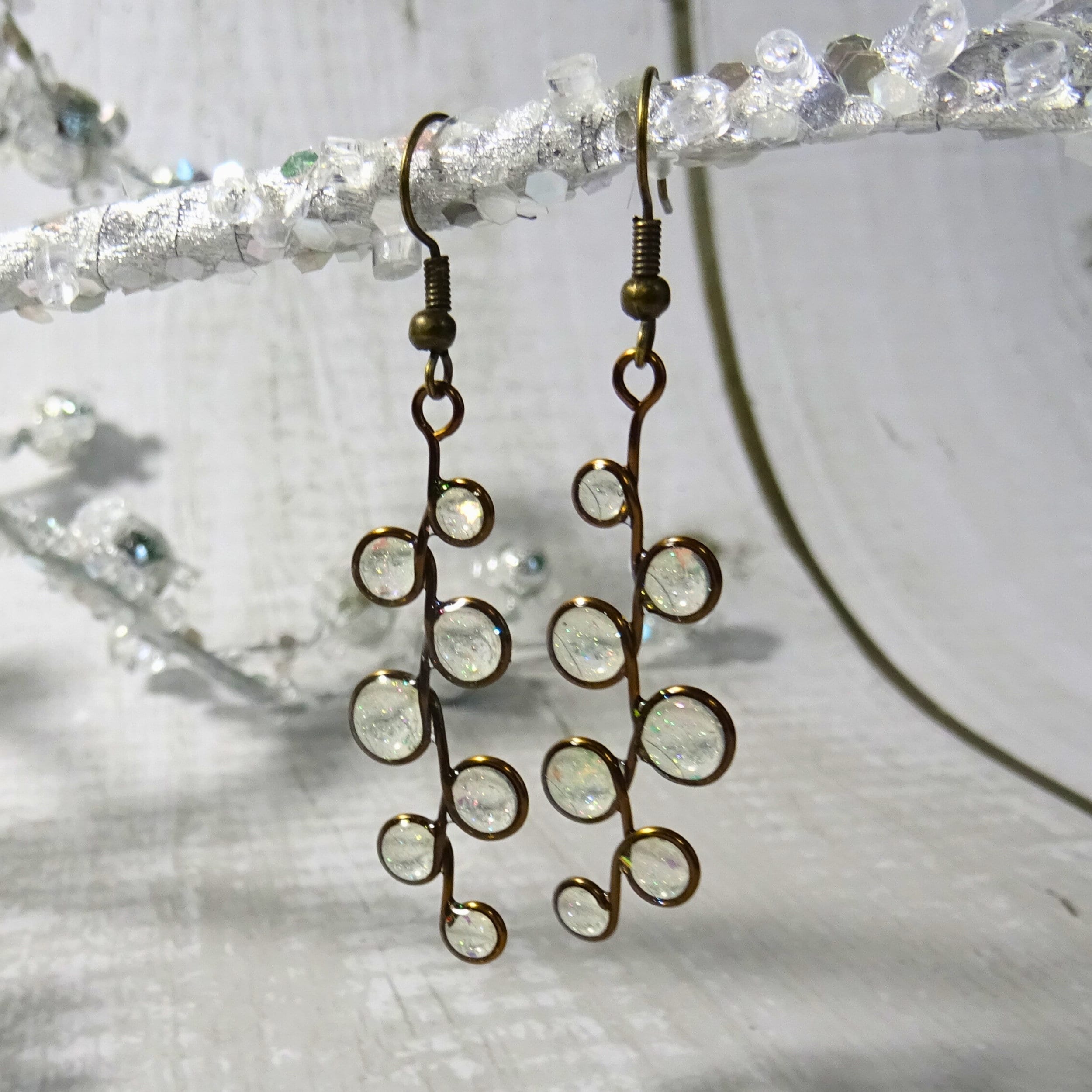 Crystal clear stained glass earrings