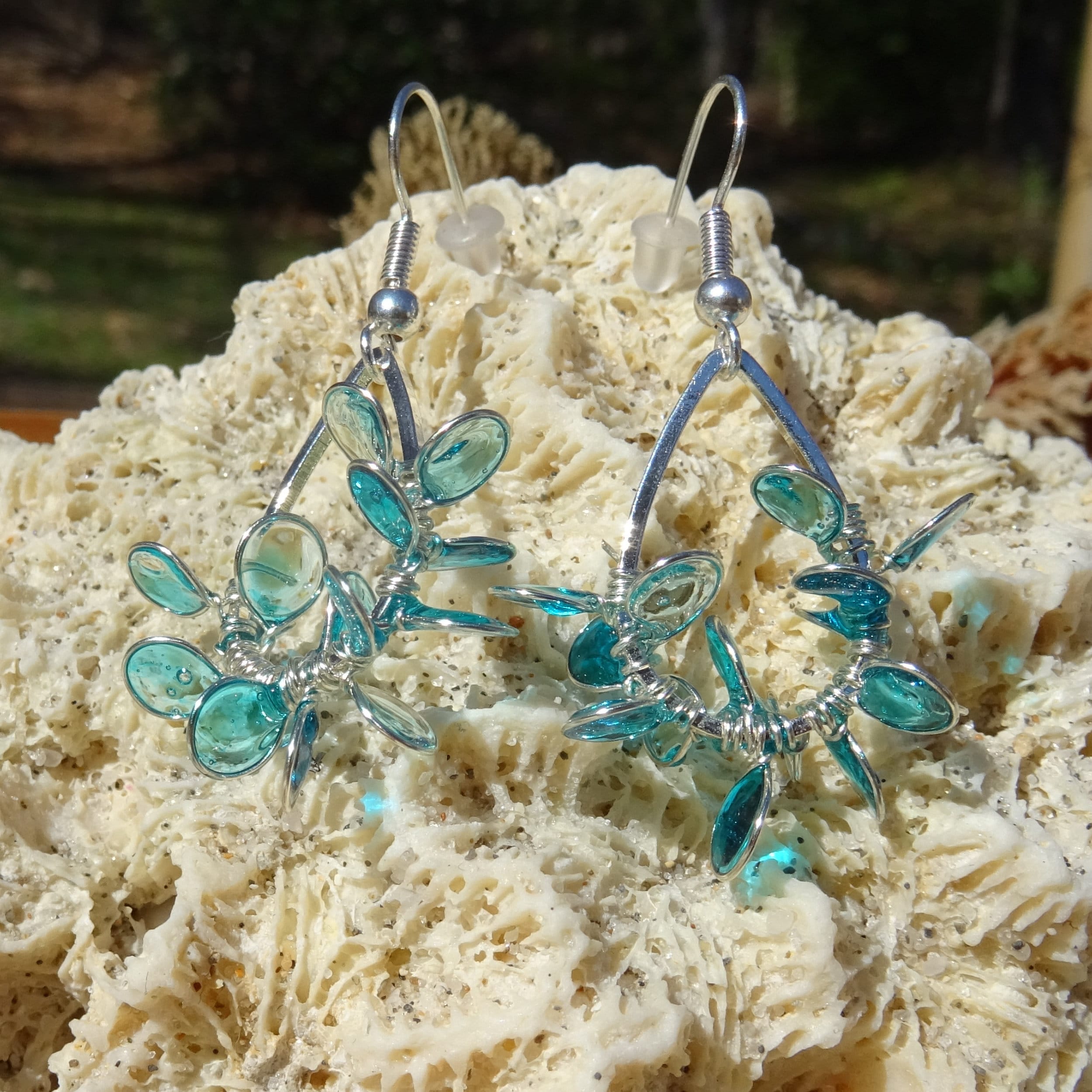 Aqua drop resin earrings