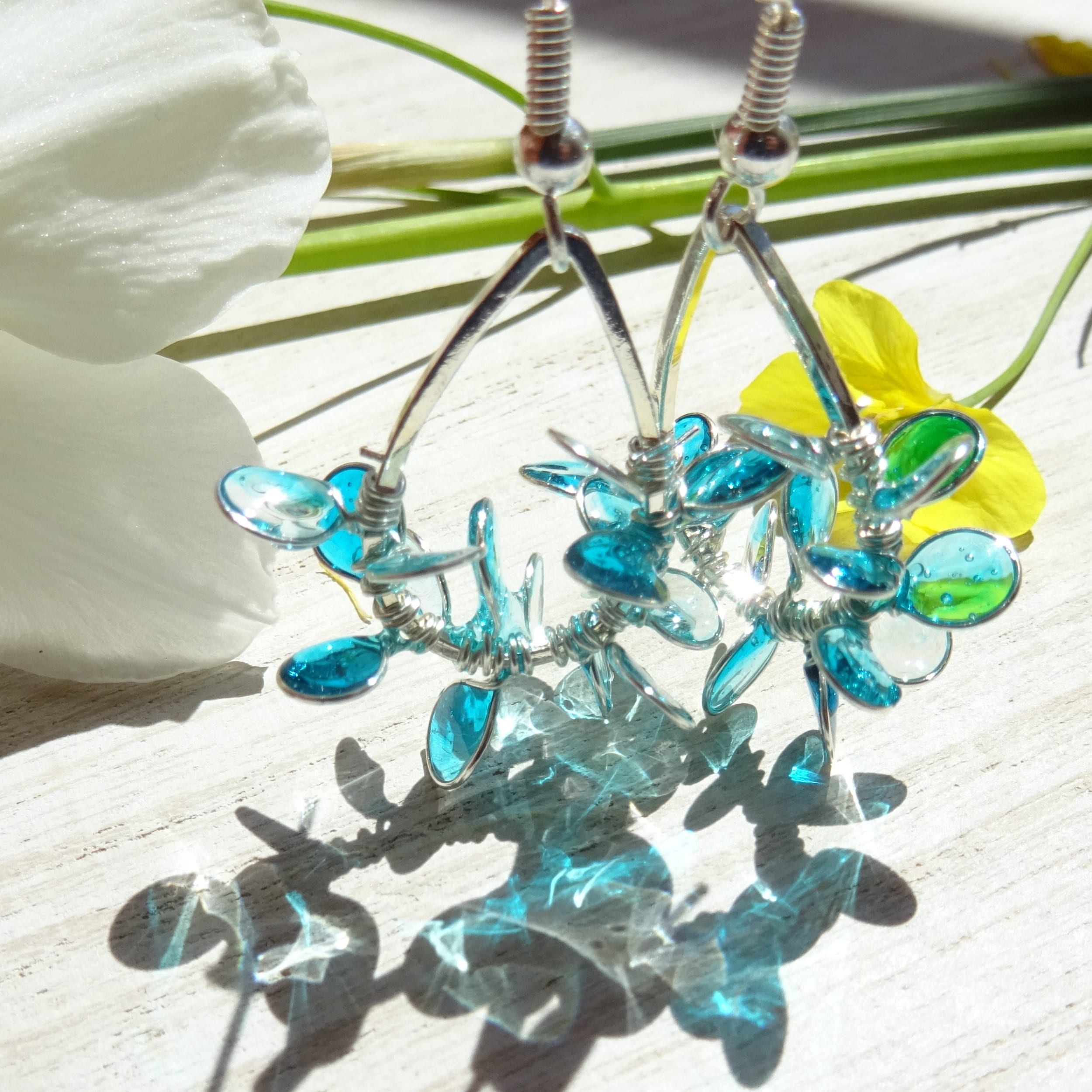 Aqua drop resin earrings