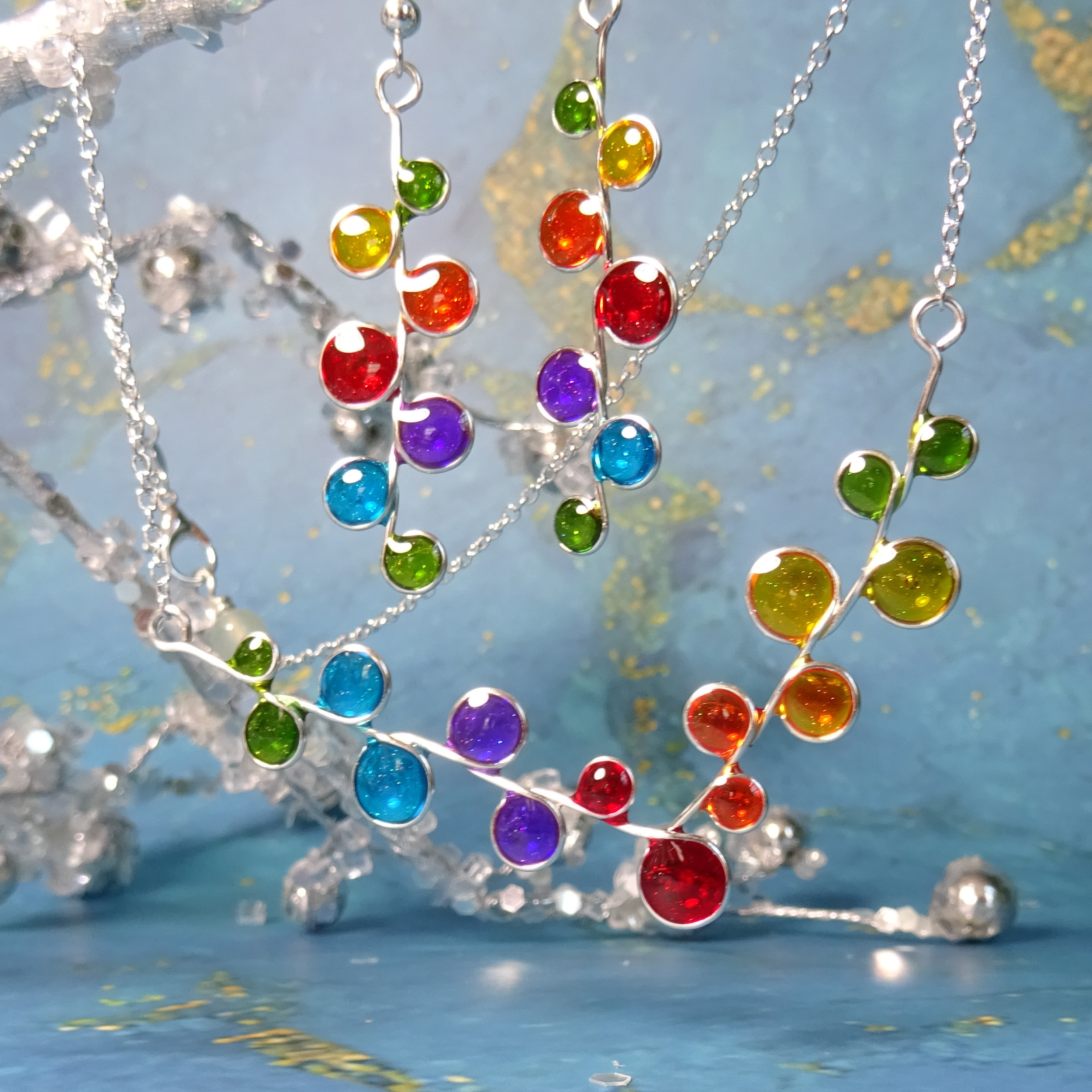 rainbow necklace and earrings