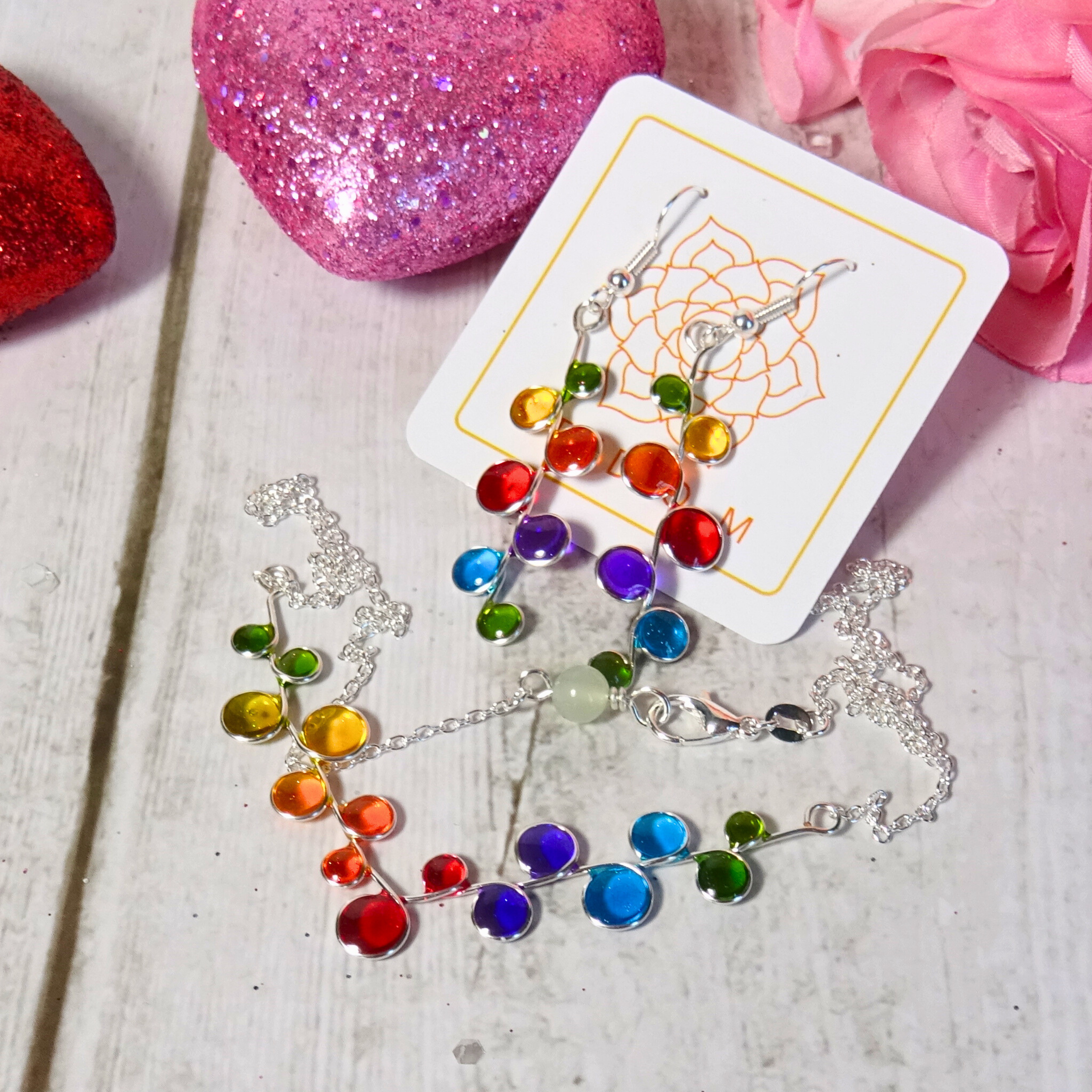 Rainbow stained glass earrings